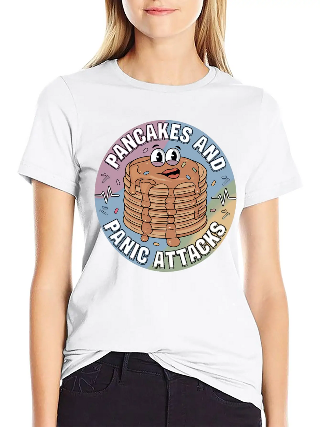 Pancakes And Anxiety - Mental Health Humor Essential Cotton Tee For Daily Outfits – Unisex Style