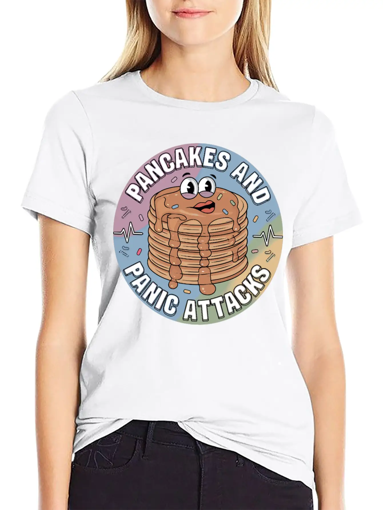 Pancakes And Anxiety - Mental Health Humor Essential Cotton Tee For Daily Outfits – Unisex Style