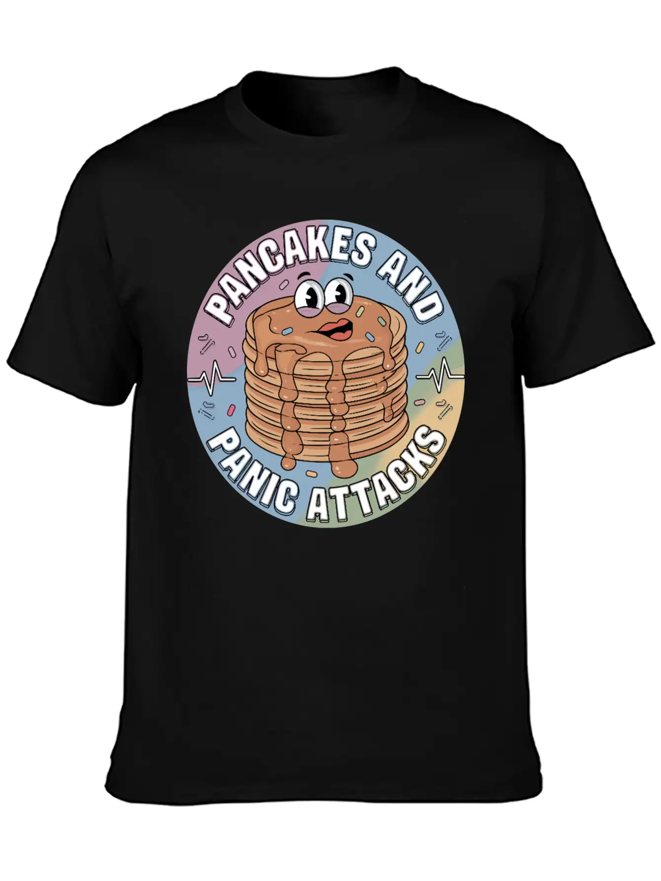 Pancakes And Anxiety - Mental Health Humor Essential Cotton Tee For Daily Outfits – Unisex Style