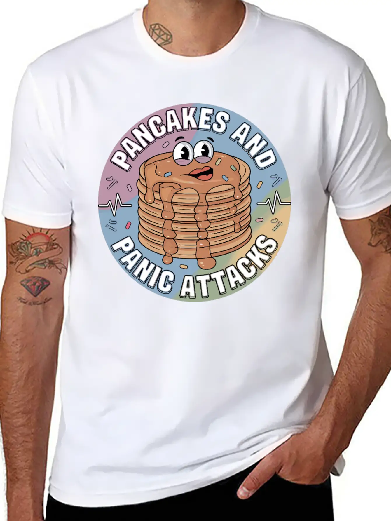 Pancakes And Anxiety - Mental Health Humor Essential Cotton Tee For Daily Outfits – Unisex Style