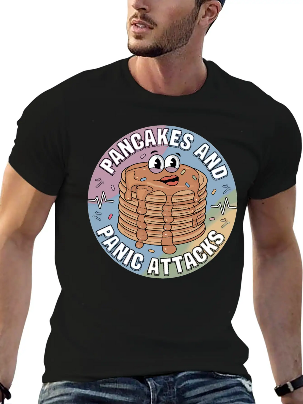 Pancakes And Anxiety - Mental Health Humor Essential Cotton Tee For Daily Outfits – Unisex Style