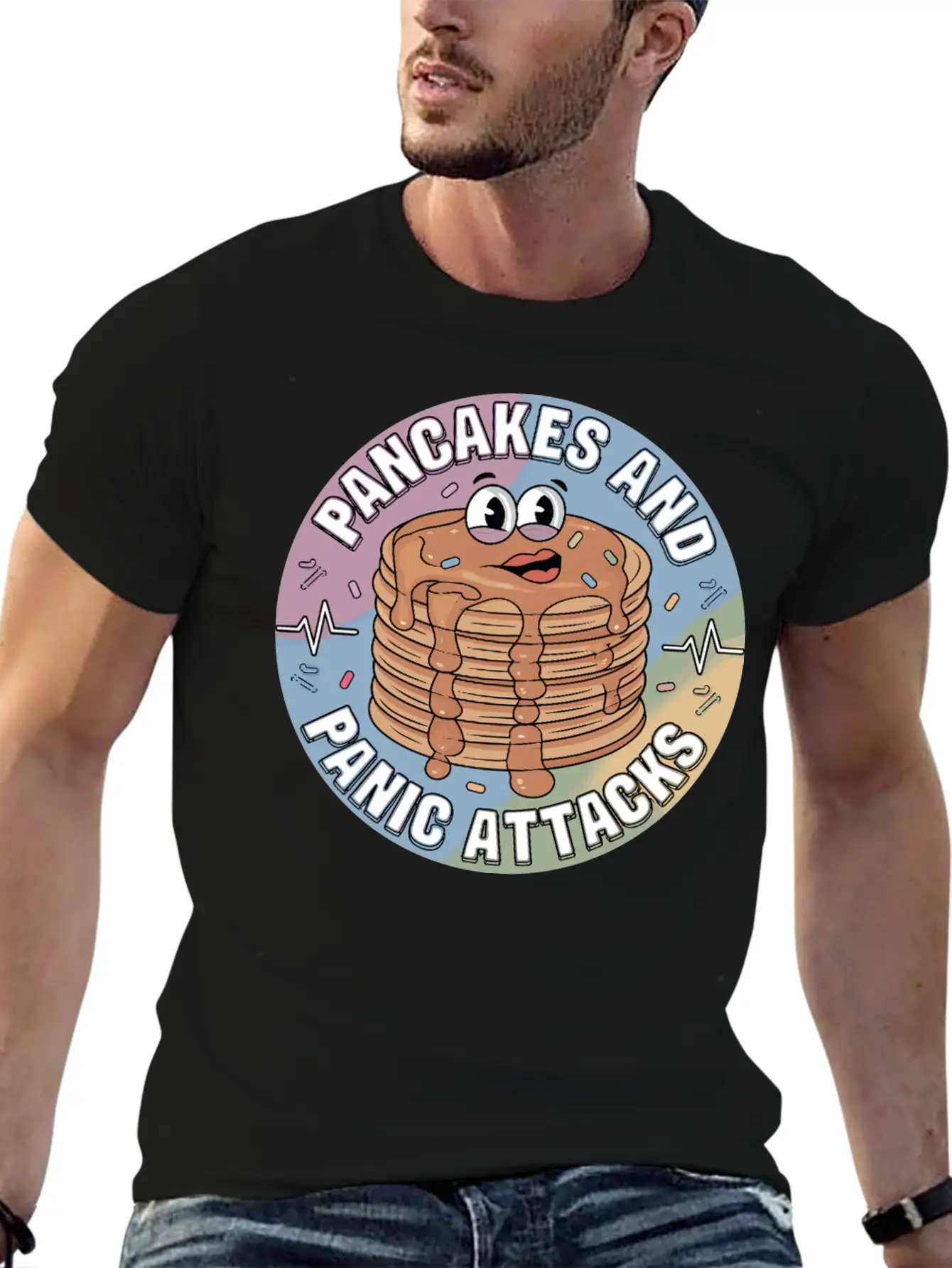 Pancakes And Anxiety - Mental Health Humor Essential Cotton Tee For Daily Outfits – Unisex Style