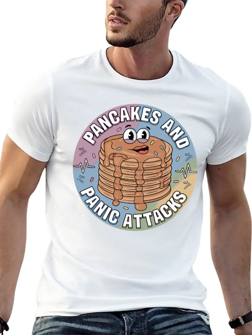 Pancakes And Anxiety - Mental Health Humor Essential Cotton Tee For Daily Outfits – Unisex Style