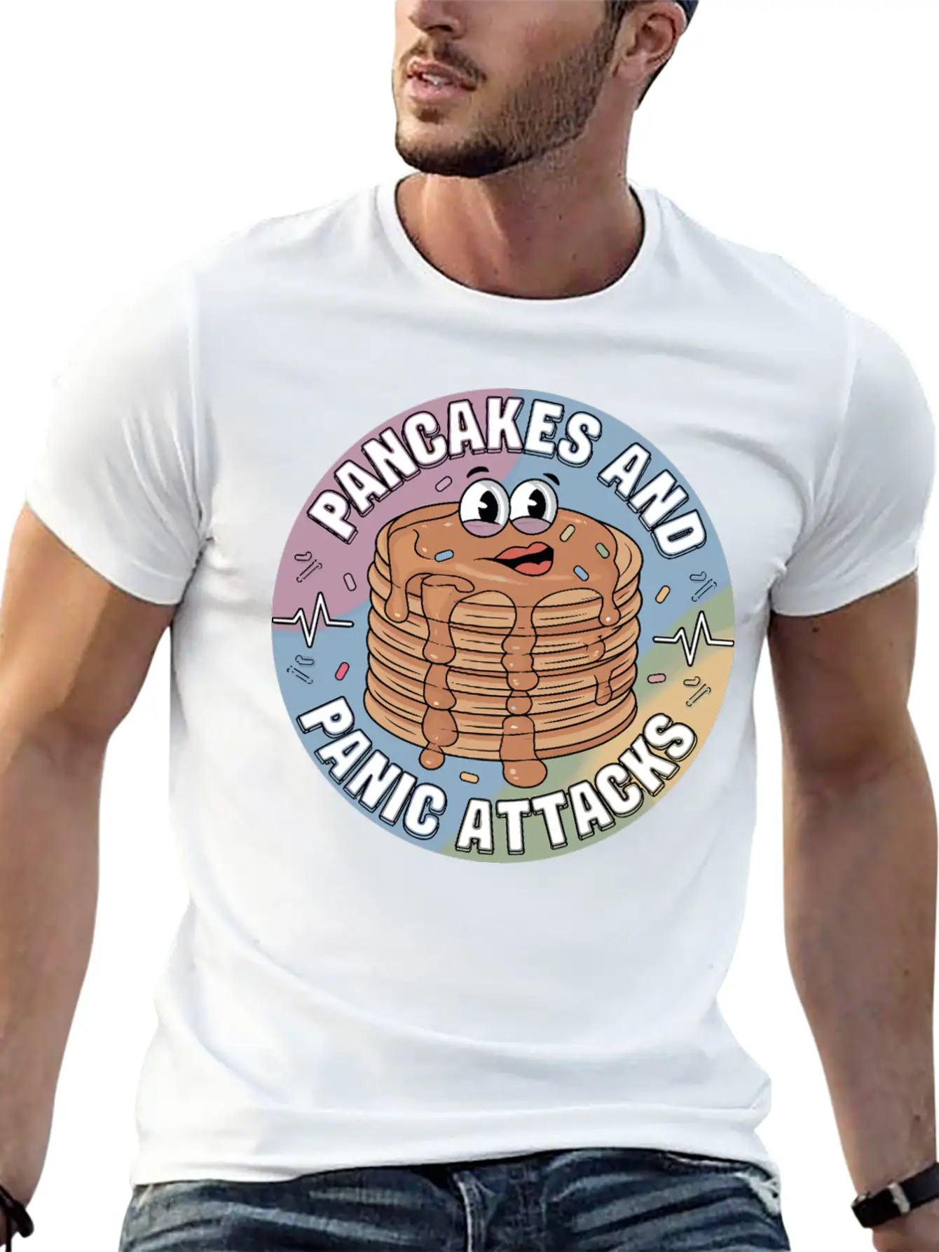 Pancakes And Anxiety - Mental Health Humor Essential Cotton Tee For Daily Outfits – Unisex Style