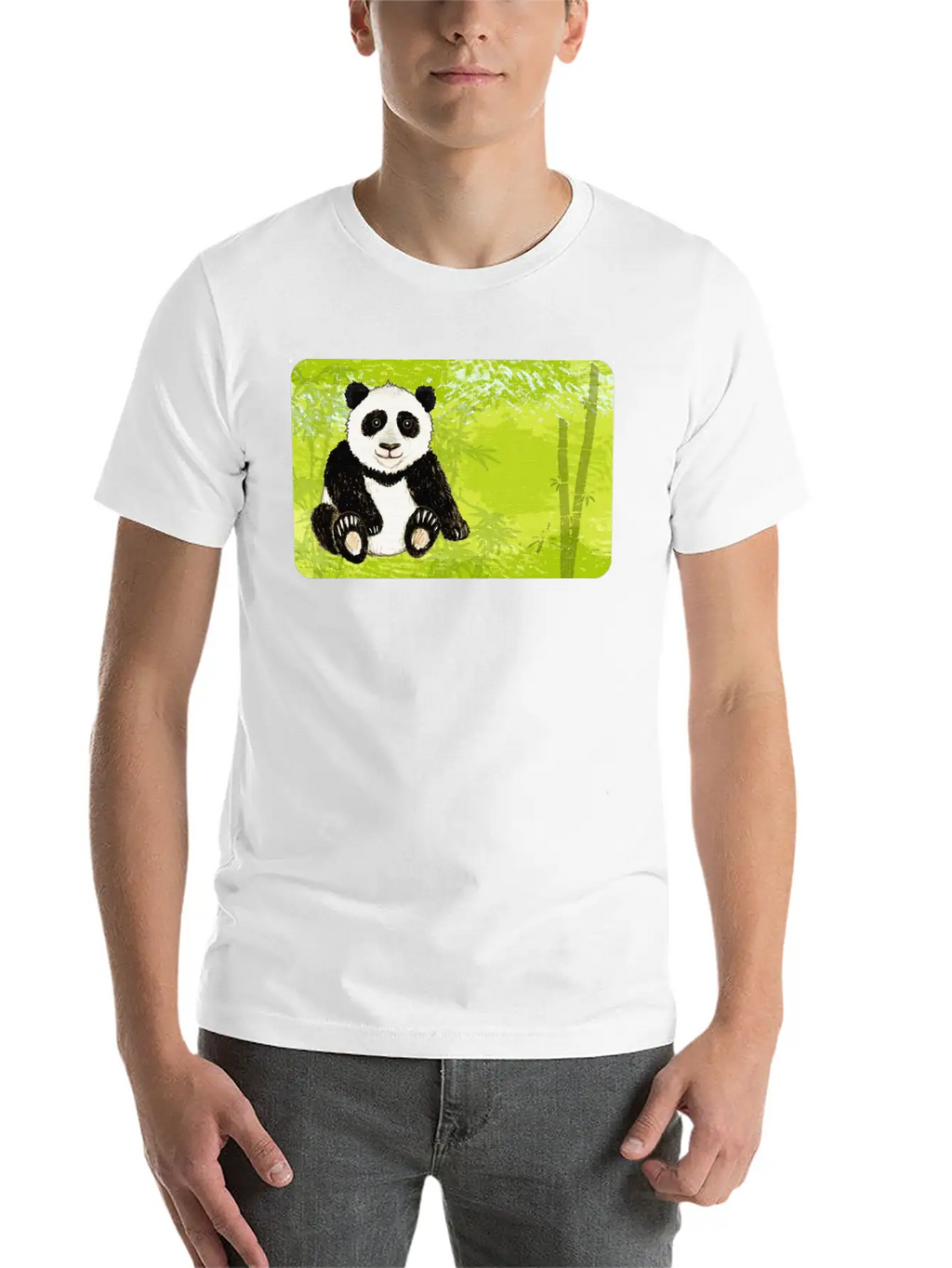 Panda Bear In The Bamboo Forest - Design For Kids Stylish Everyday T-Shirt – Unisex Basic Cotton Tee