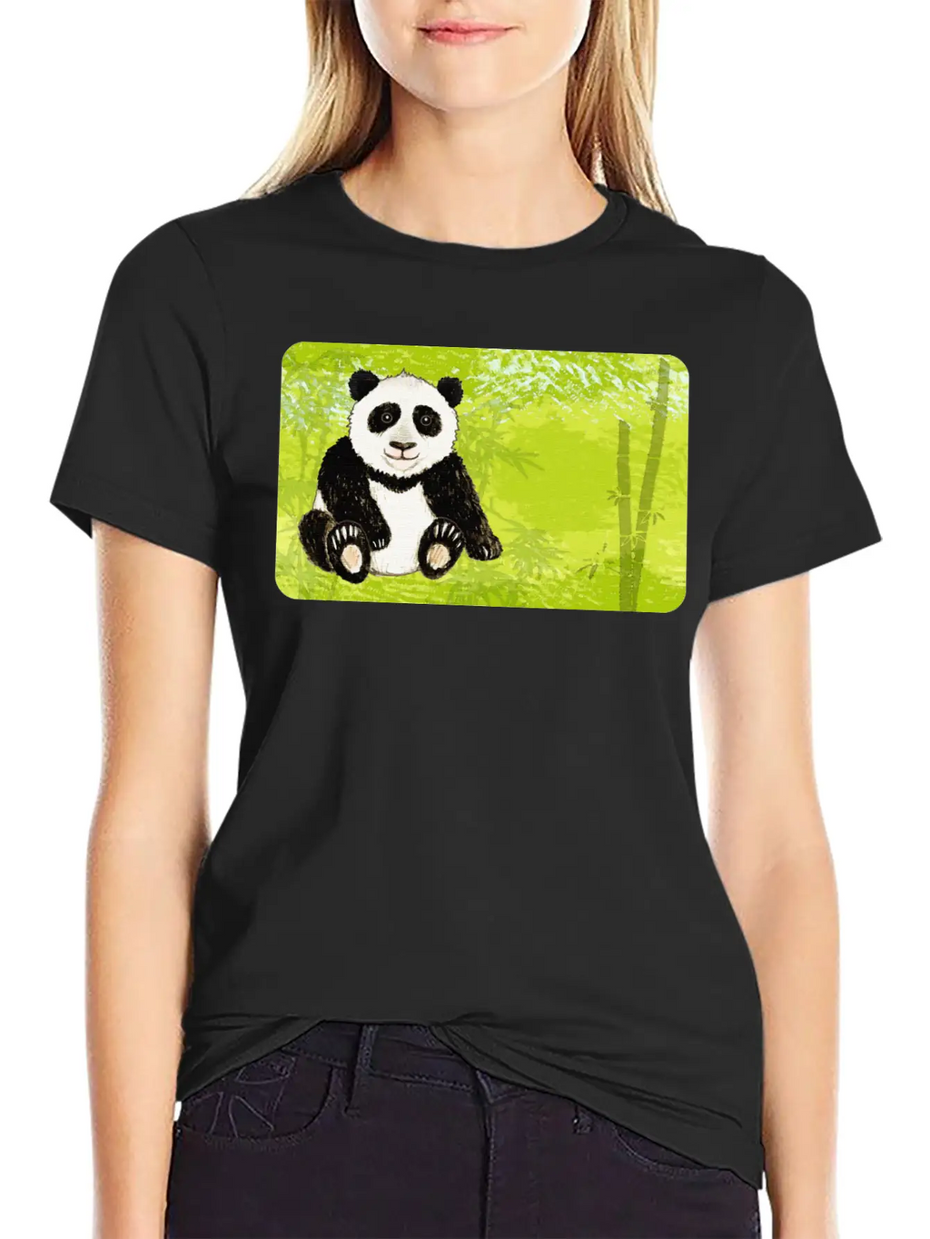 Panda Bear In The Bamboo Forest - Design For Kids Stylish Everyday T-Shirt – Unisex Basic Cotton Tee