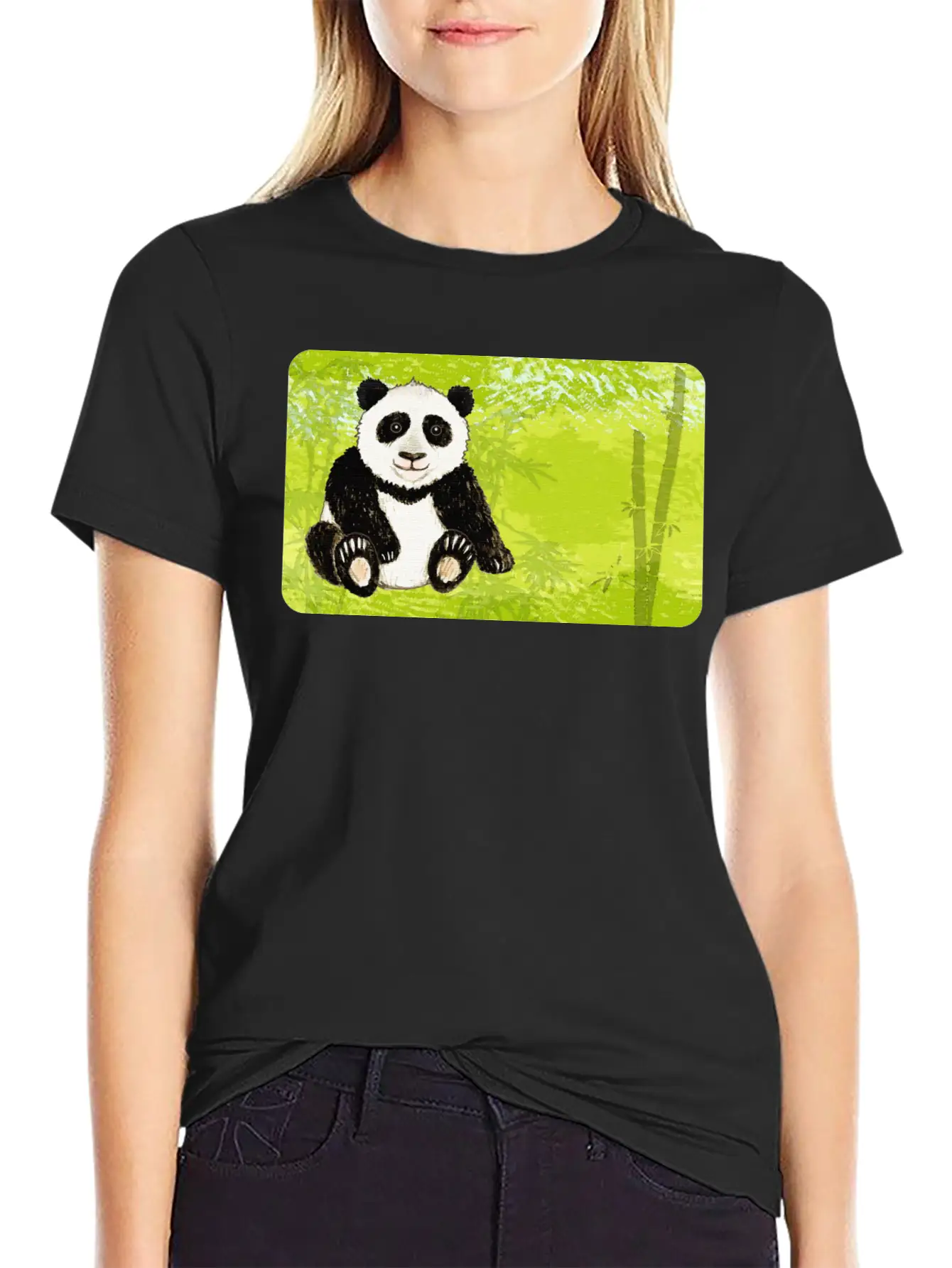Panda Bear In The Bamboo Forest - Design For Kids Stylish Everyday T-Shirt – Unisex Basic Cotton Tee