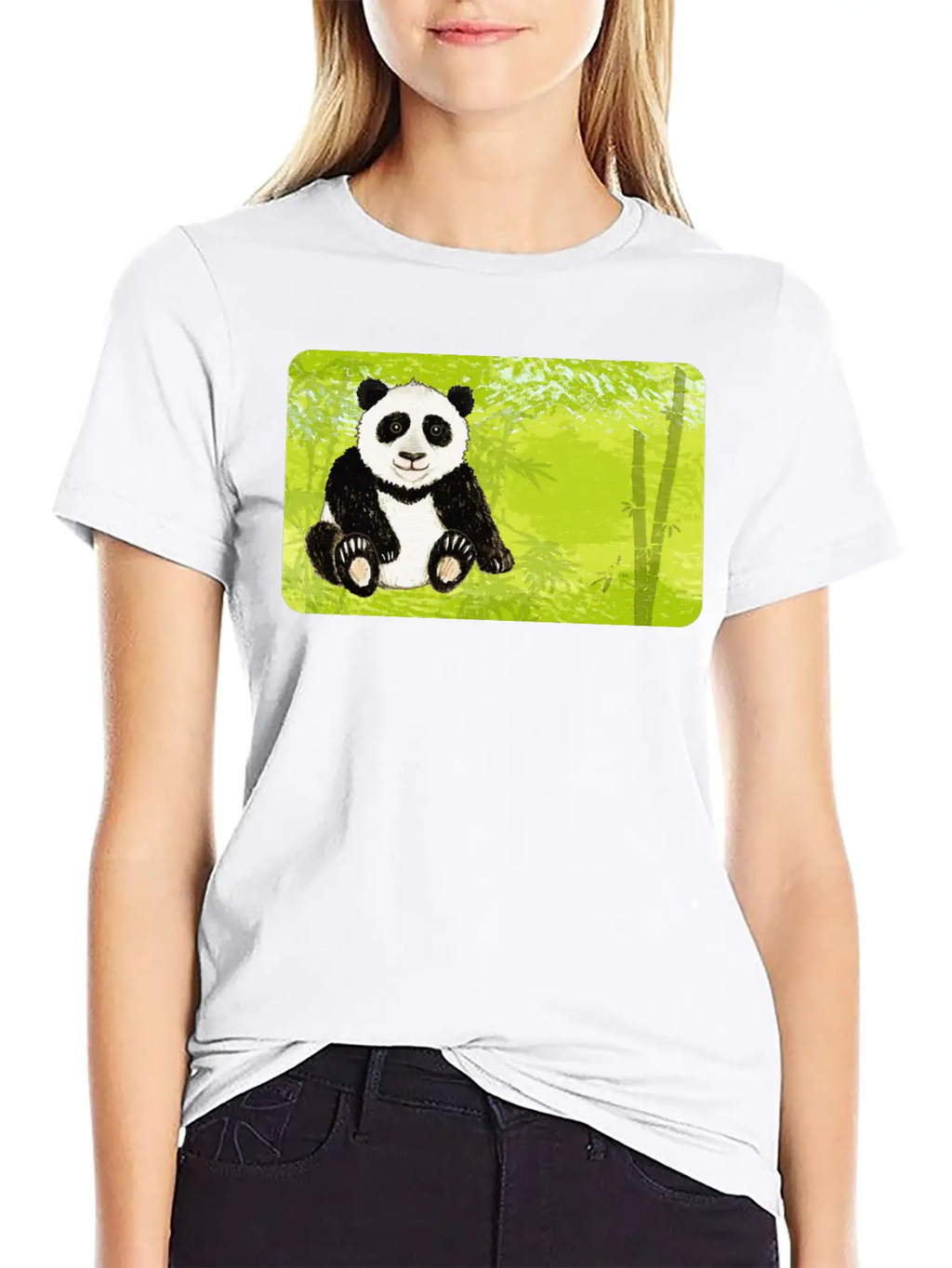 Panda Bear In The Bamboo Forest - Design For Kids Stylish Everyday T-Shirt – Unisex Basic Cotton Tee