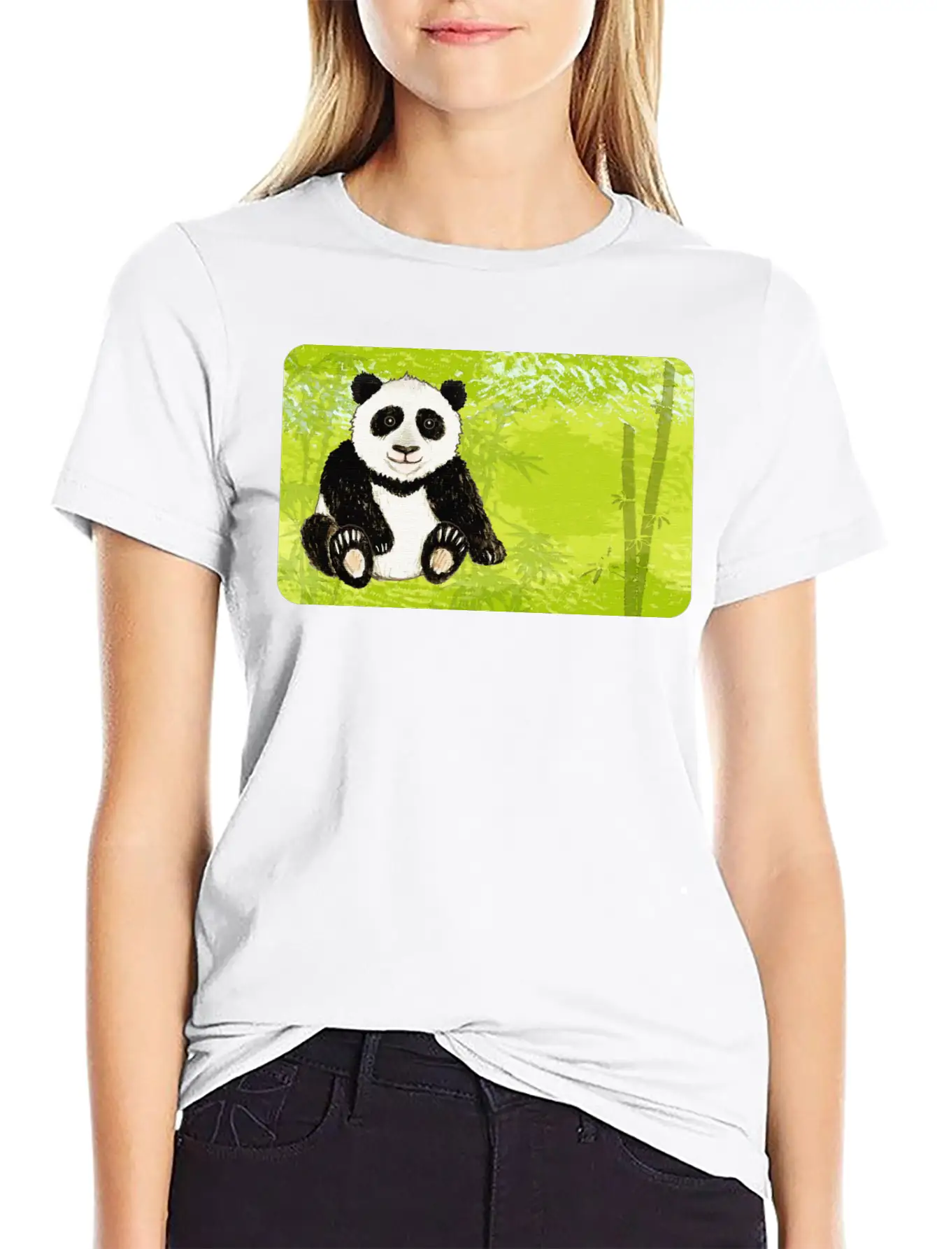 Panda Bear In The Bamboo Forest - Design For Kids Stylish Everyday T-Shirt – Unisex Basic Cotton Tee