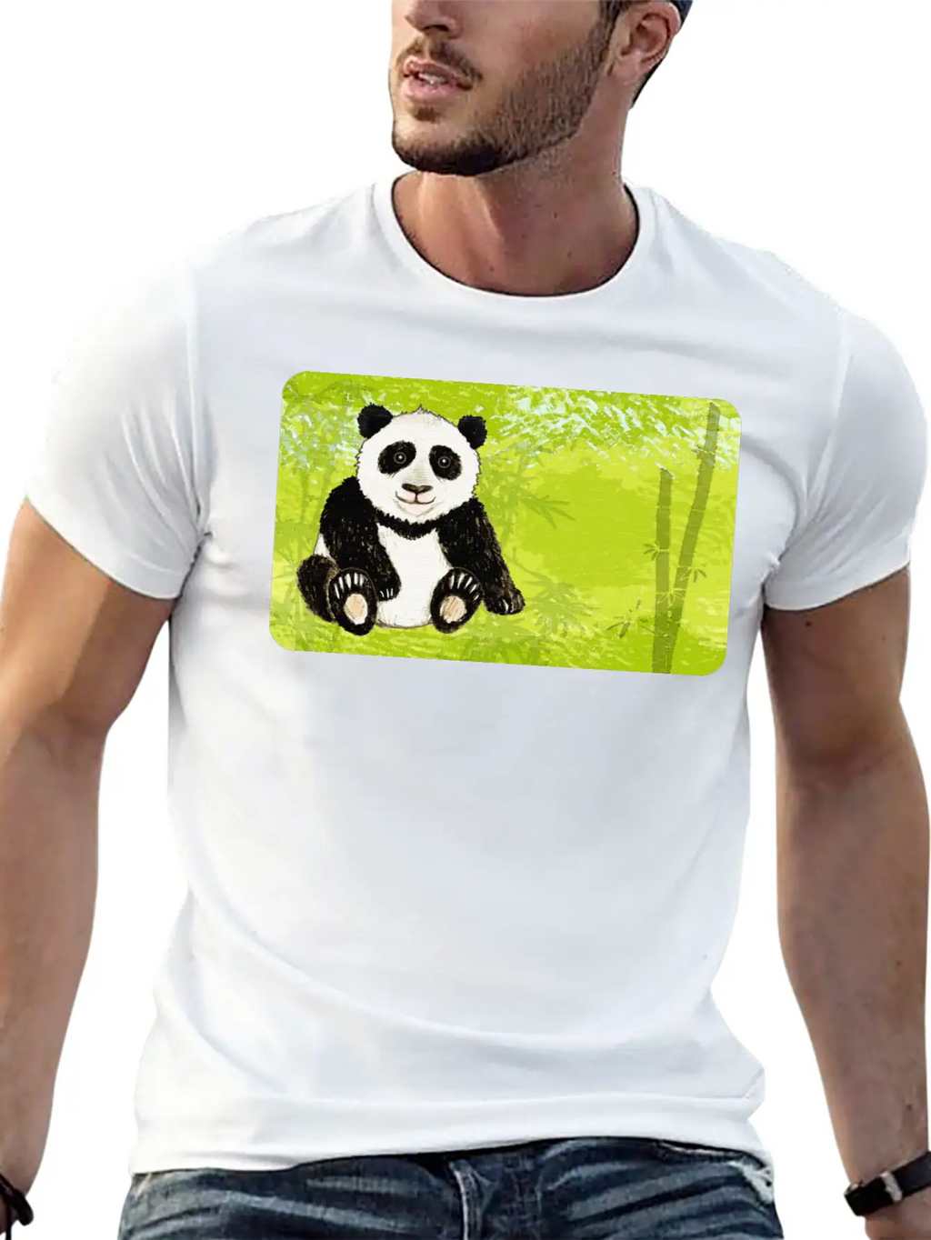Panda Bear In The Bamboo Forest - Design For Kids Stylish Everyday T-Shirt – Unisex Basic Cotton Tee