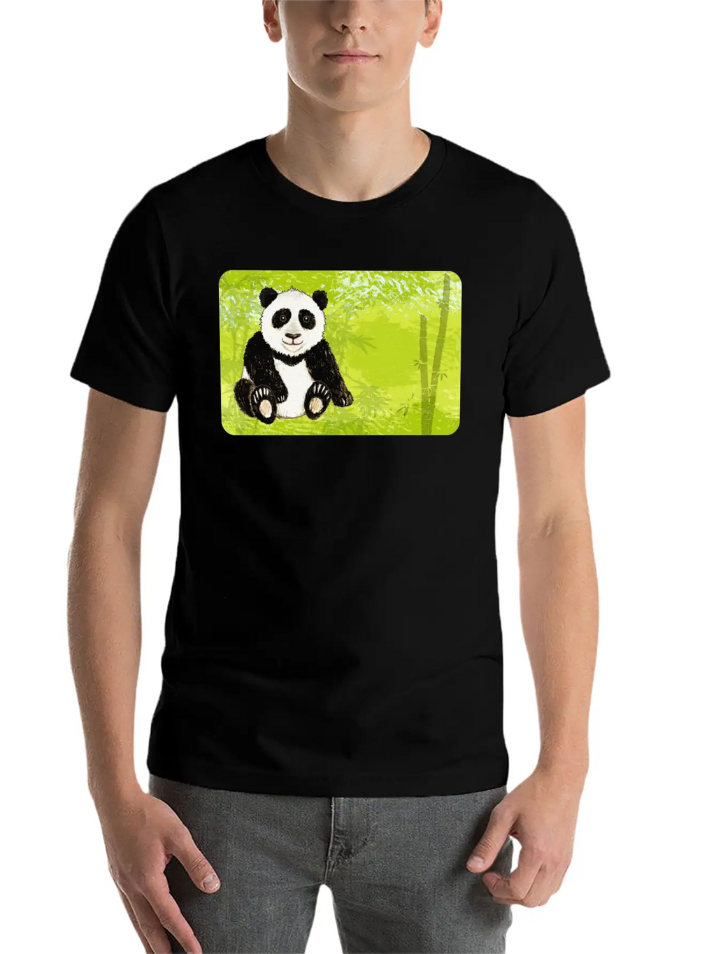 Panda Bear In The Bamboo Forest - Design For Kids Stylish Everyday T-Shirt – Unisex Basic Cotton Tee