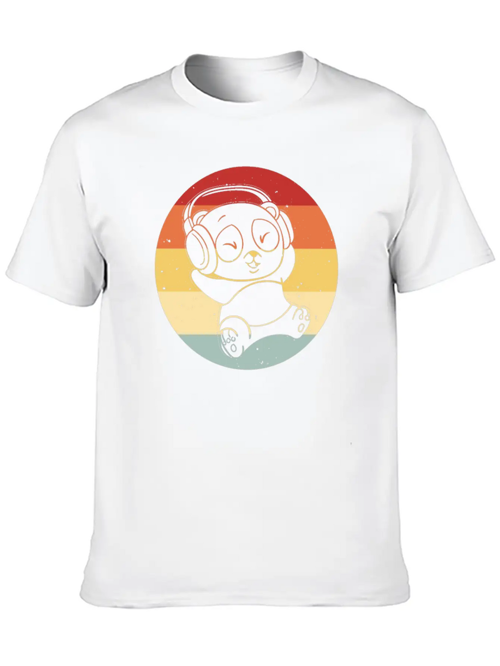 Panda Music Headphones Beats Retro Timeless Short Sleeve Tee – Comfy And Minimalist Design
