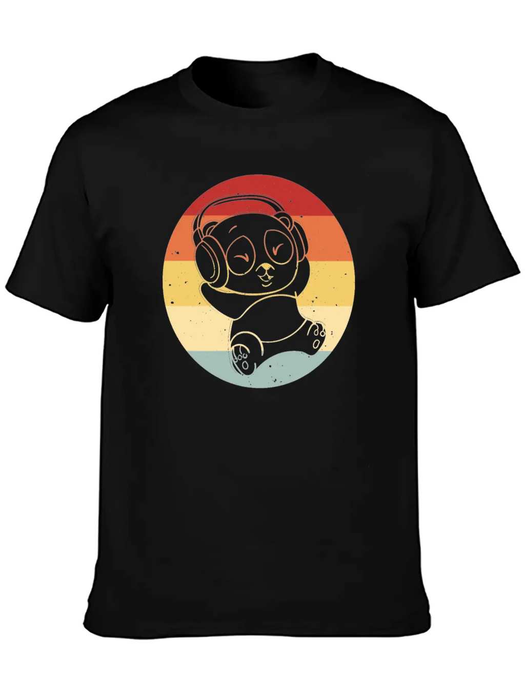 Panda Music Headphones Beats Retro Timeless Short Sleeve Tee – Comfy And Minimalist Design
