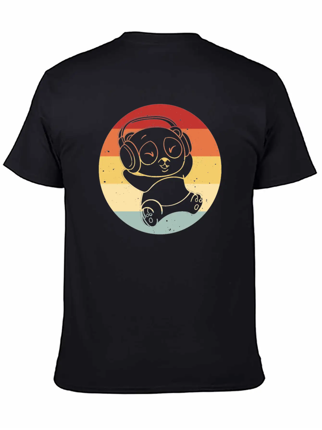 Panda Music Headphones Beats Retro Timeless Short Sleeve Tee – Comfy And Minimalist Design
