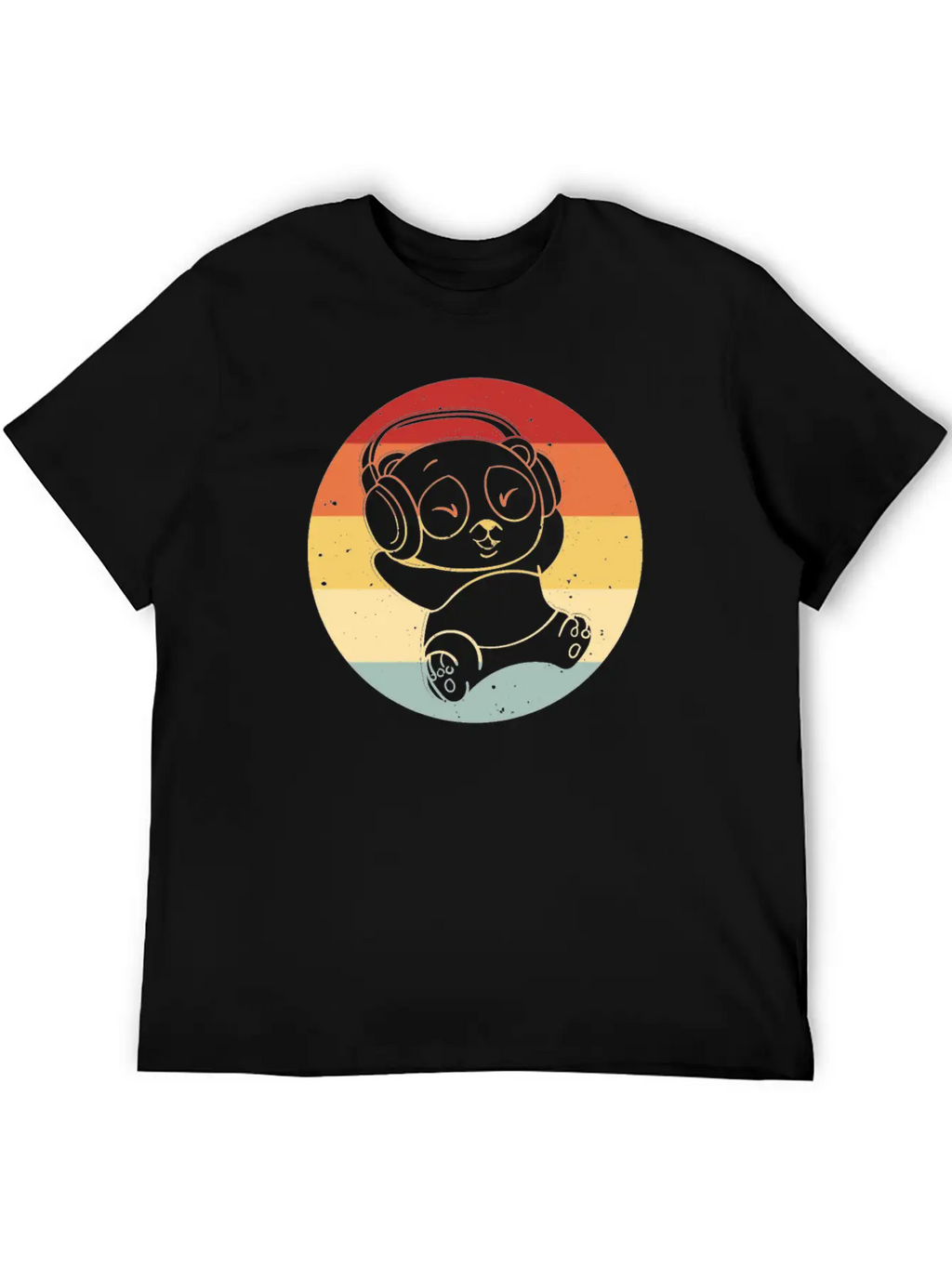 Panda Music Headphones Beats Retro Timeless Short Sleeve Tee – Comfy And Minimalist Design
