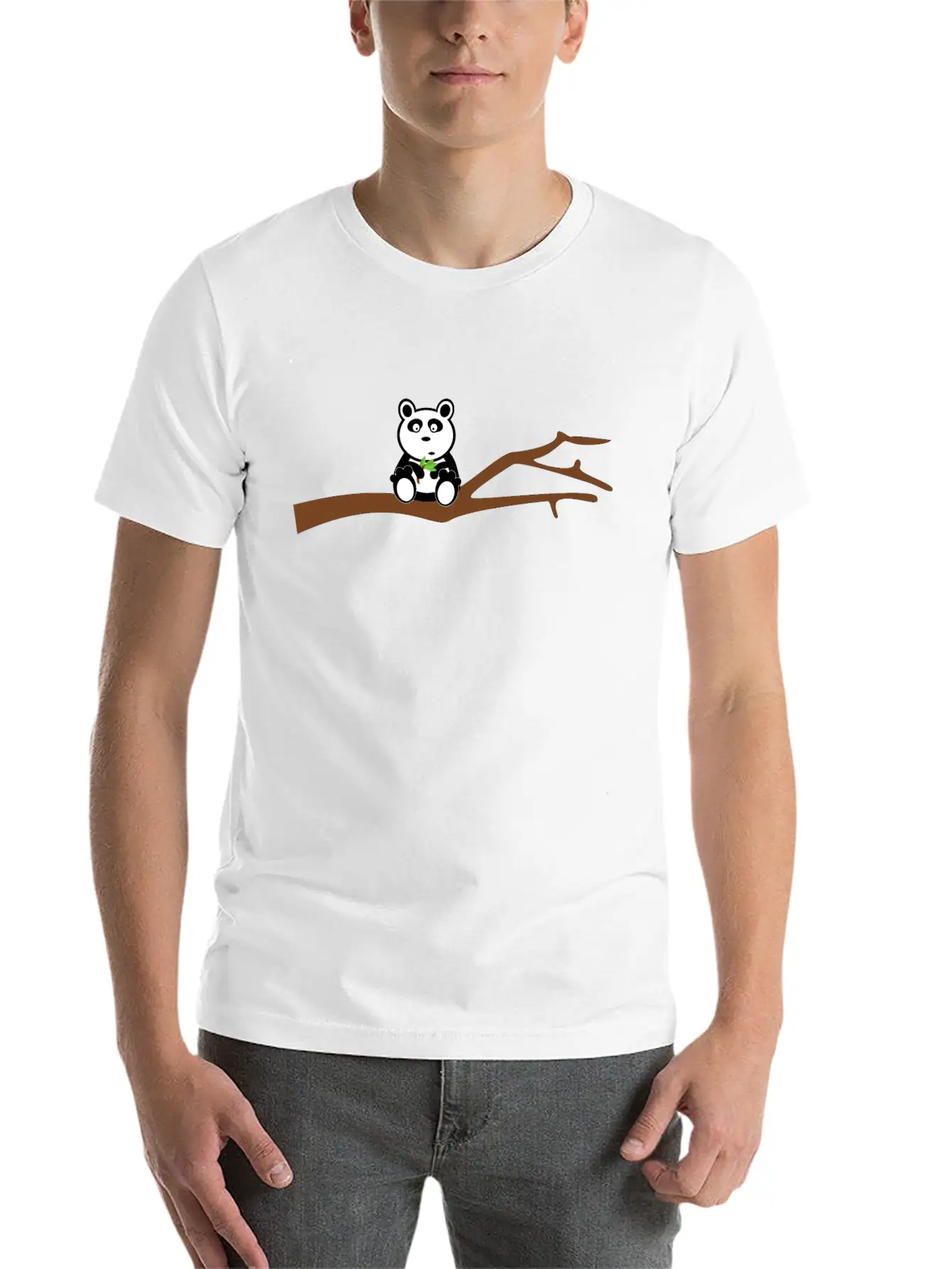 Panda On Tree Branch Basic Graphic T-Shirt – Daily Comfort In Soft Cotton
