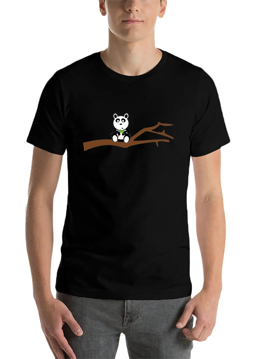 Panda On Tree Branch Basic Graphic T-Shirt – Daily Comfort In Soft Cotton