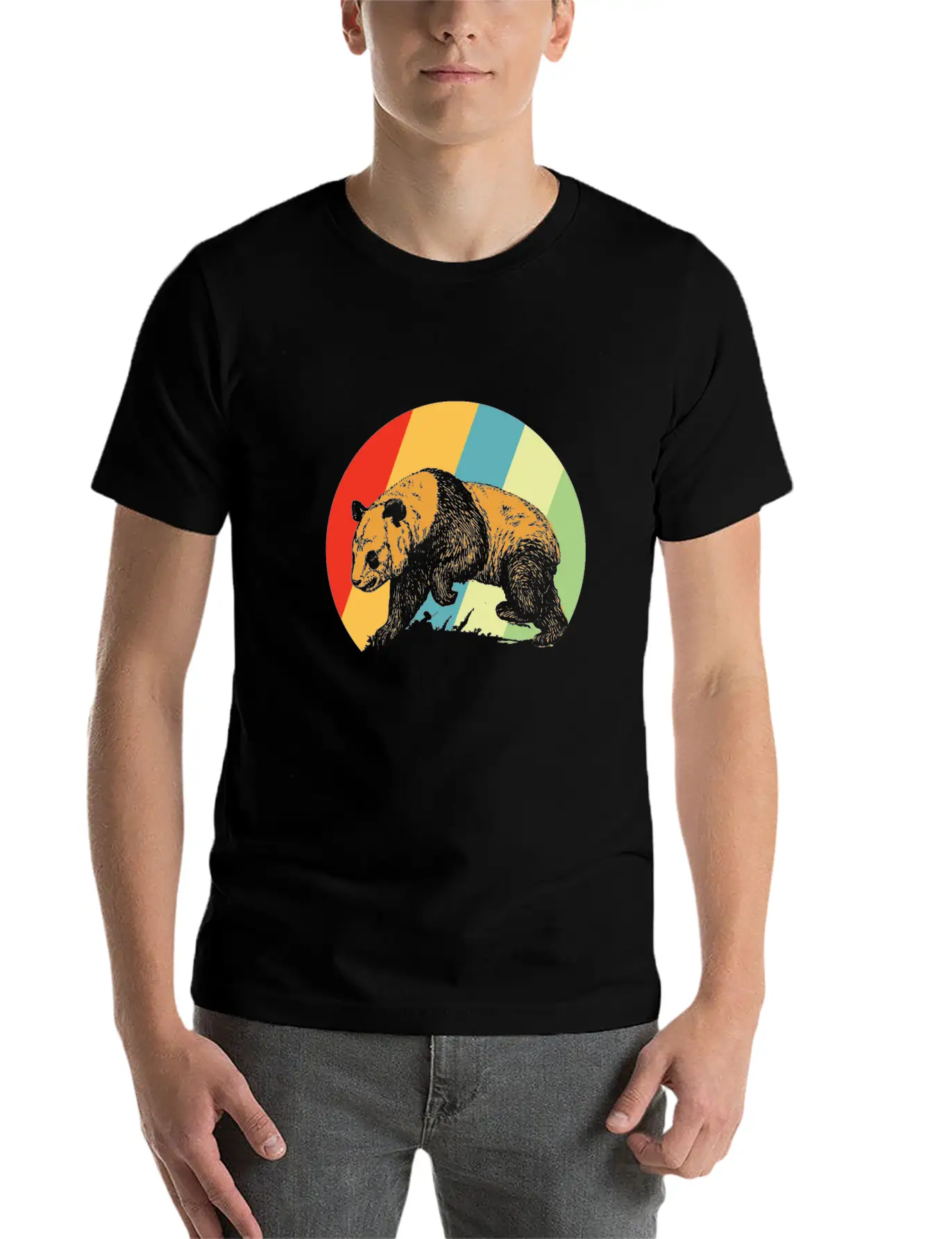 Panda Retro Breathable Soft Cotton T-Shirt – Timeless Casual Look
