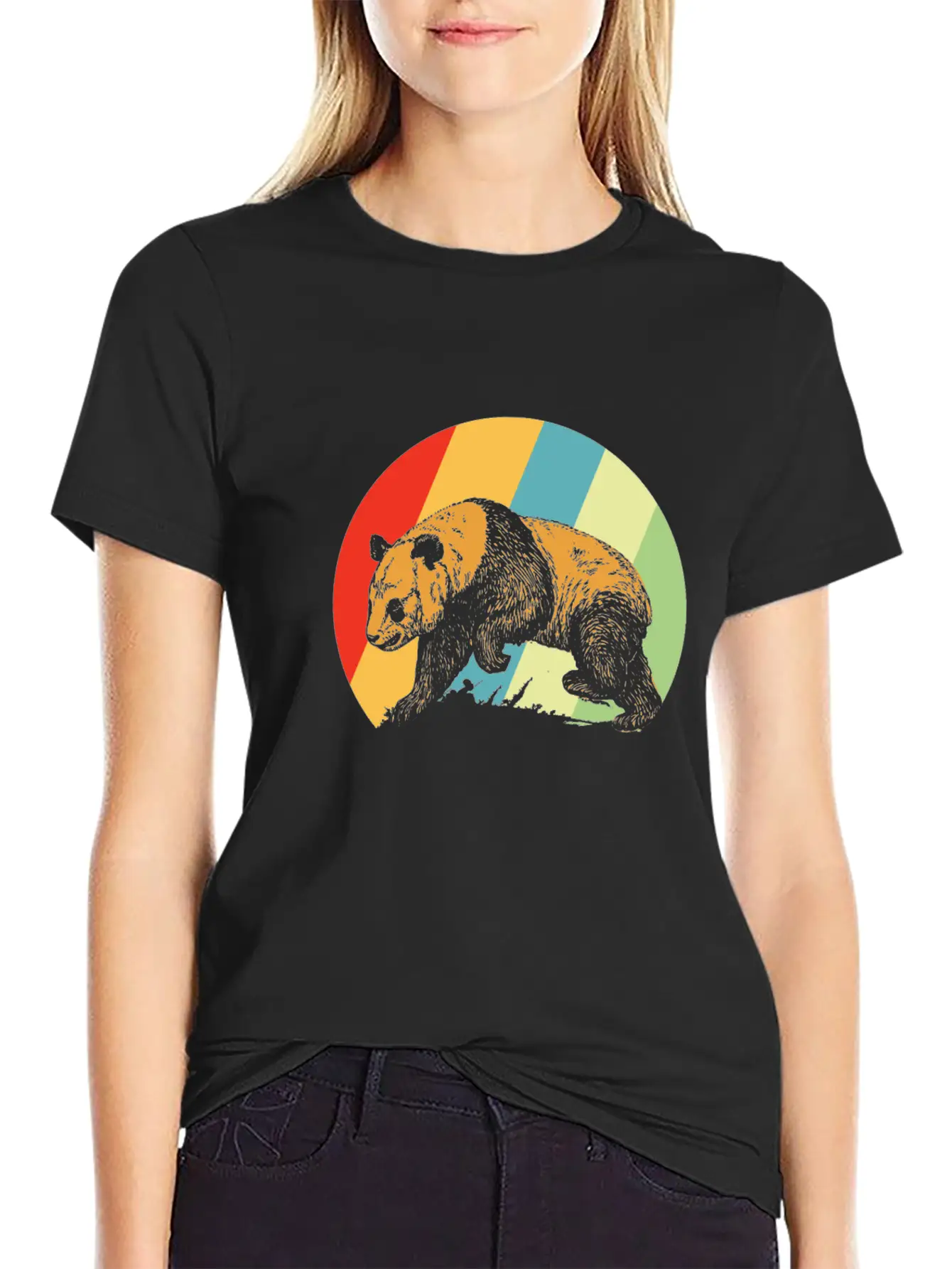 Panda Retro Breathable Soft Cotton T-Shirt – Timeless Casual Look