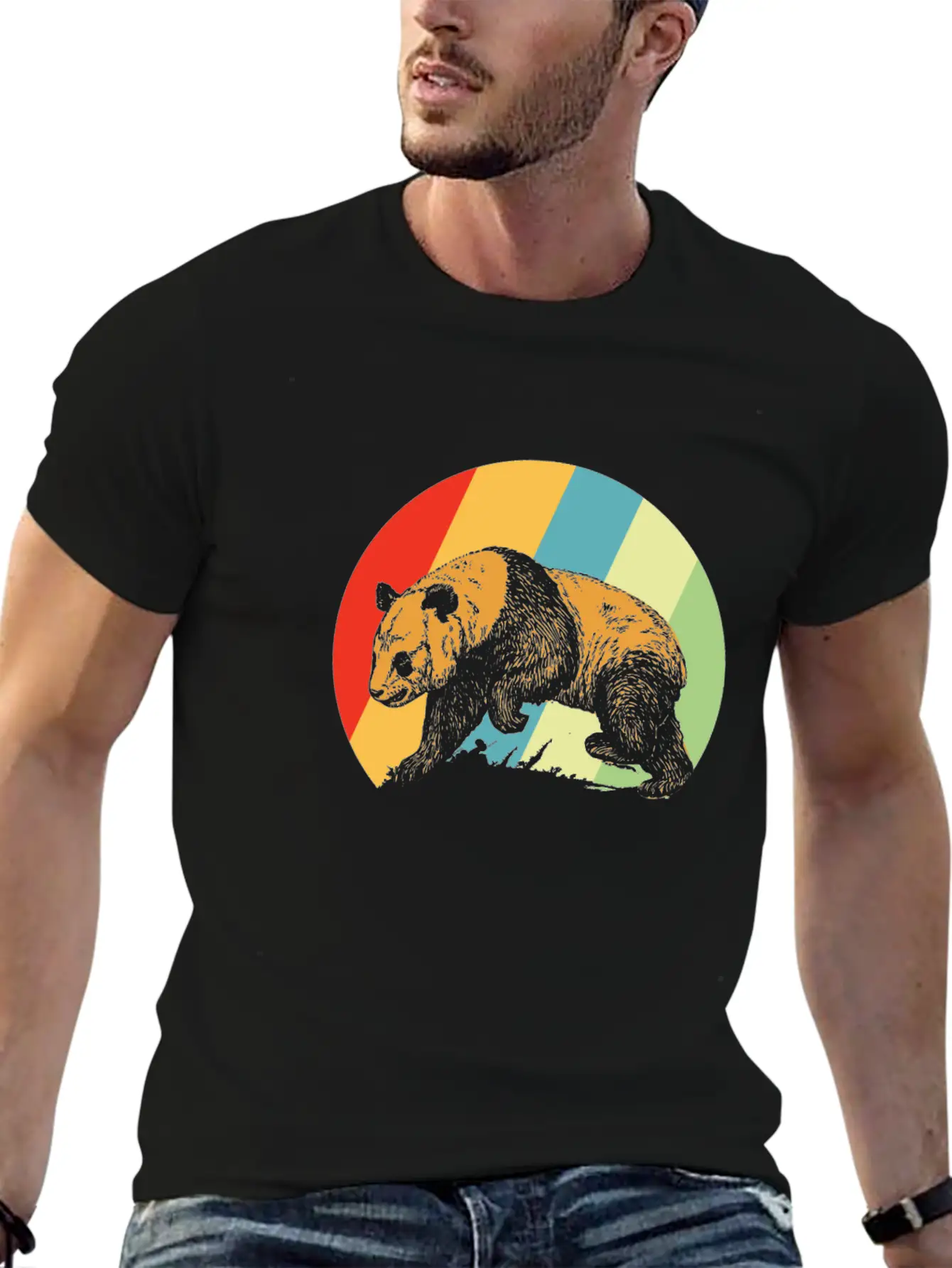 Panda Retro Breathable Soft Cotton T-Shirt – Timeless Casual Look