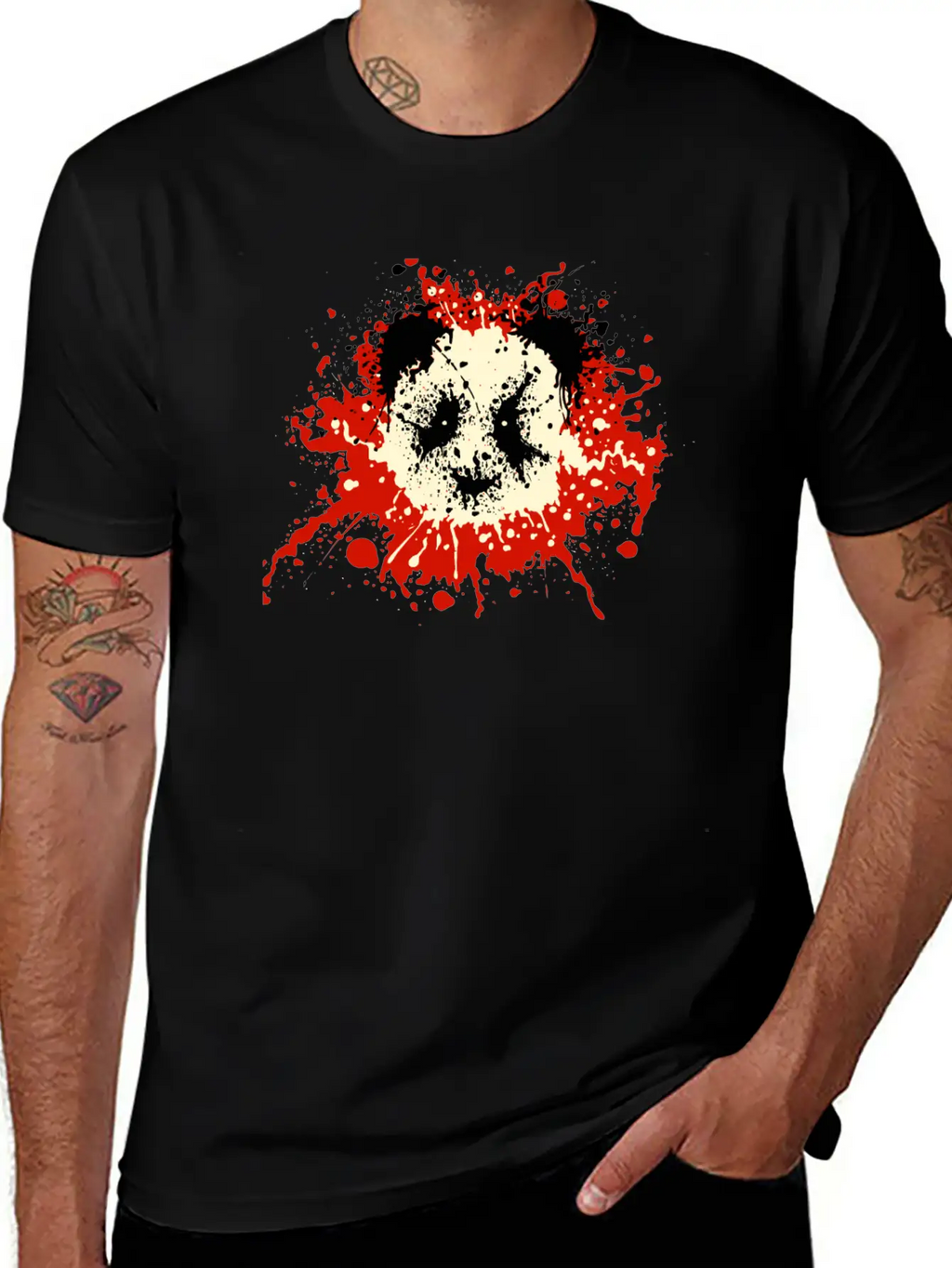 Panda Splatter Classic T Shirt Classic Cotton Tee – Unisex Comfort For Any Season