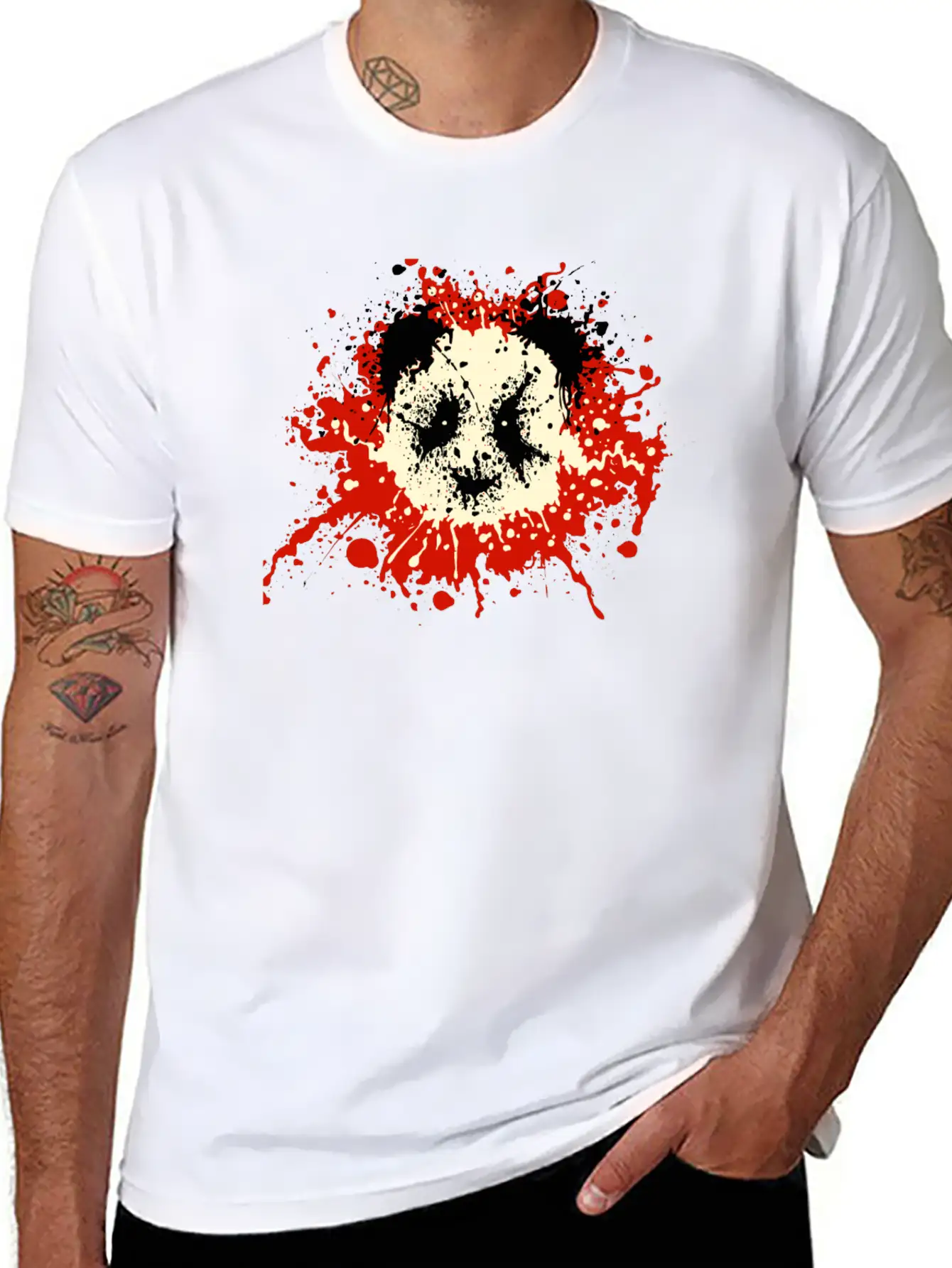 Panda Splatter Classic T Shirt Classic Cotton Tee – Unisex Comfort For Any Season