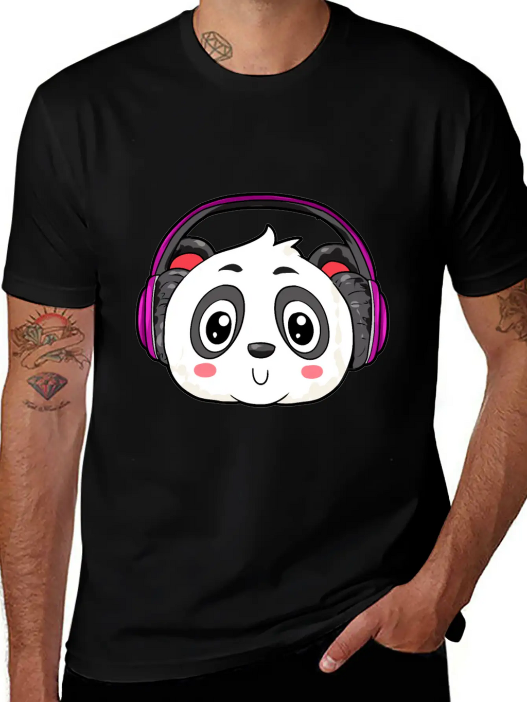 Panda With Headphones Classic Cotton Tee – Unisex Comfort For Any Season