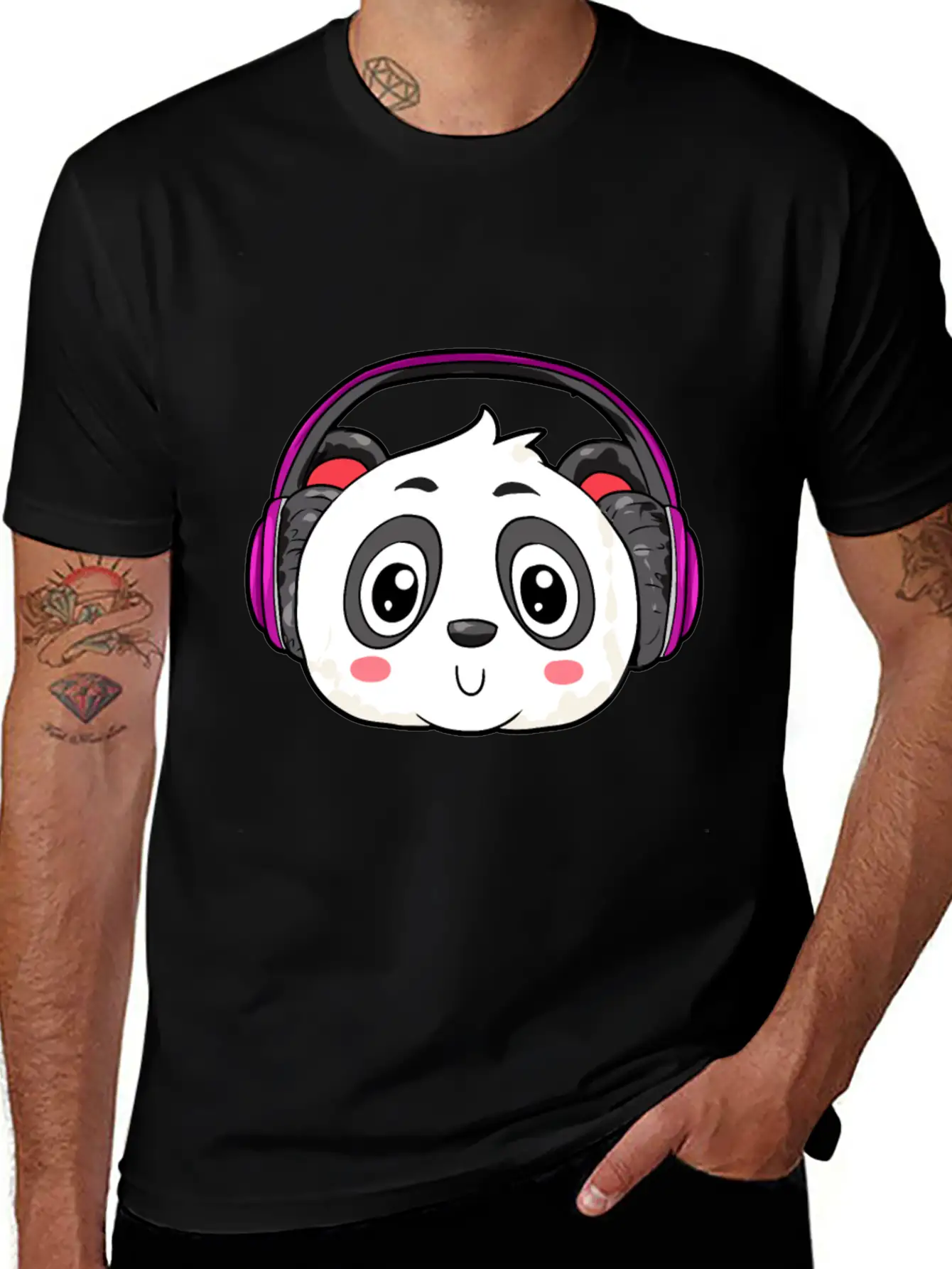 Panda With Headphones Classic Cotton Tee – Unisex Comfort For Any Season