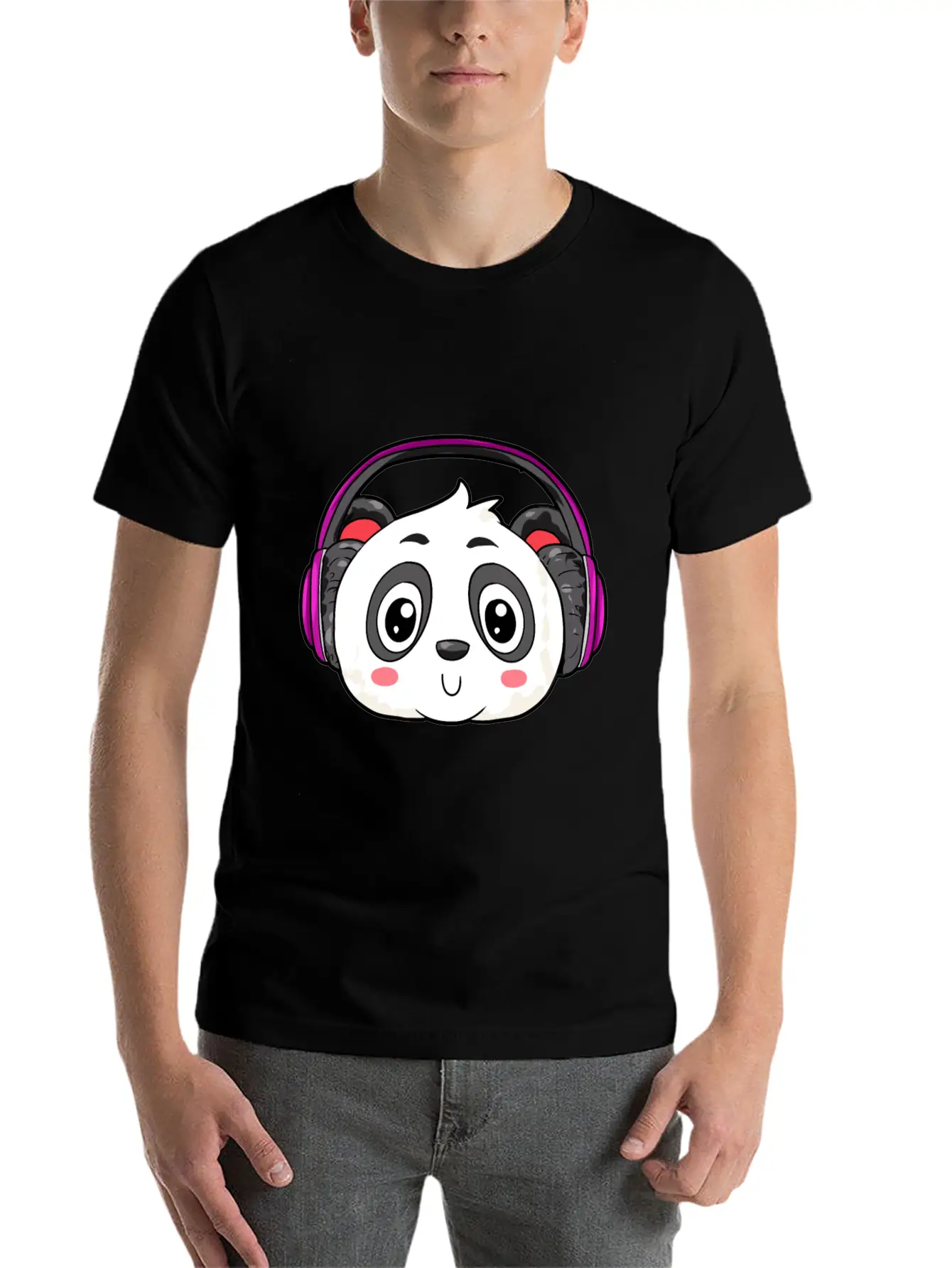 Panda With Headphones Classic Cotton Tee – Unisex Comfort For Any Season