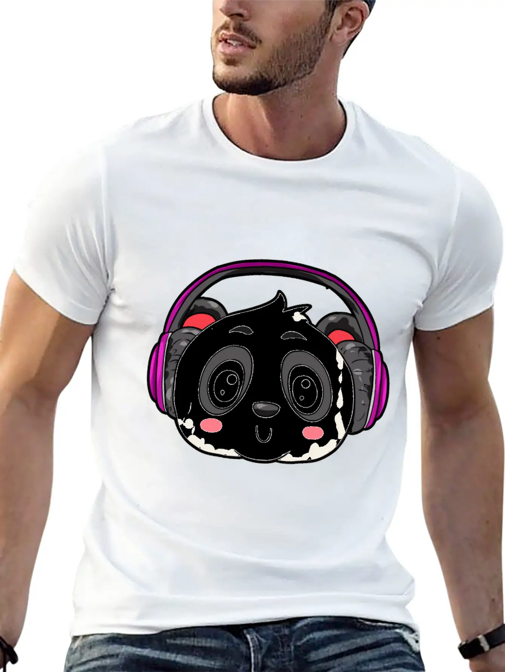 Panda With Headphones Classic Cotton Tee – Unisex Comfort For Any Season