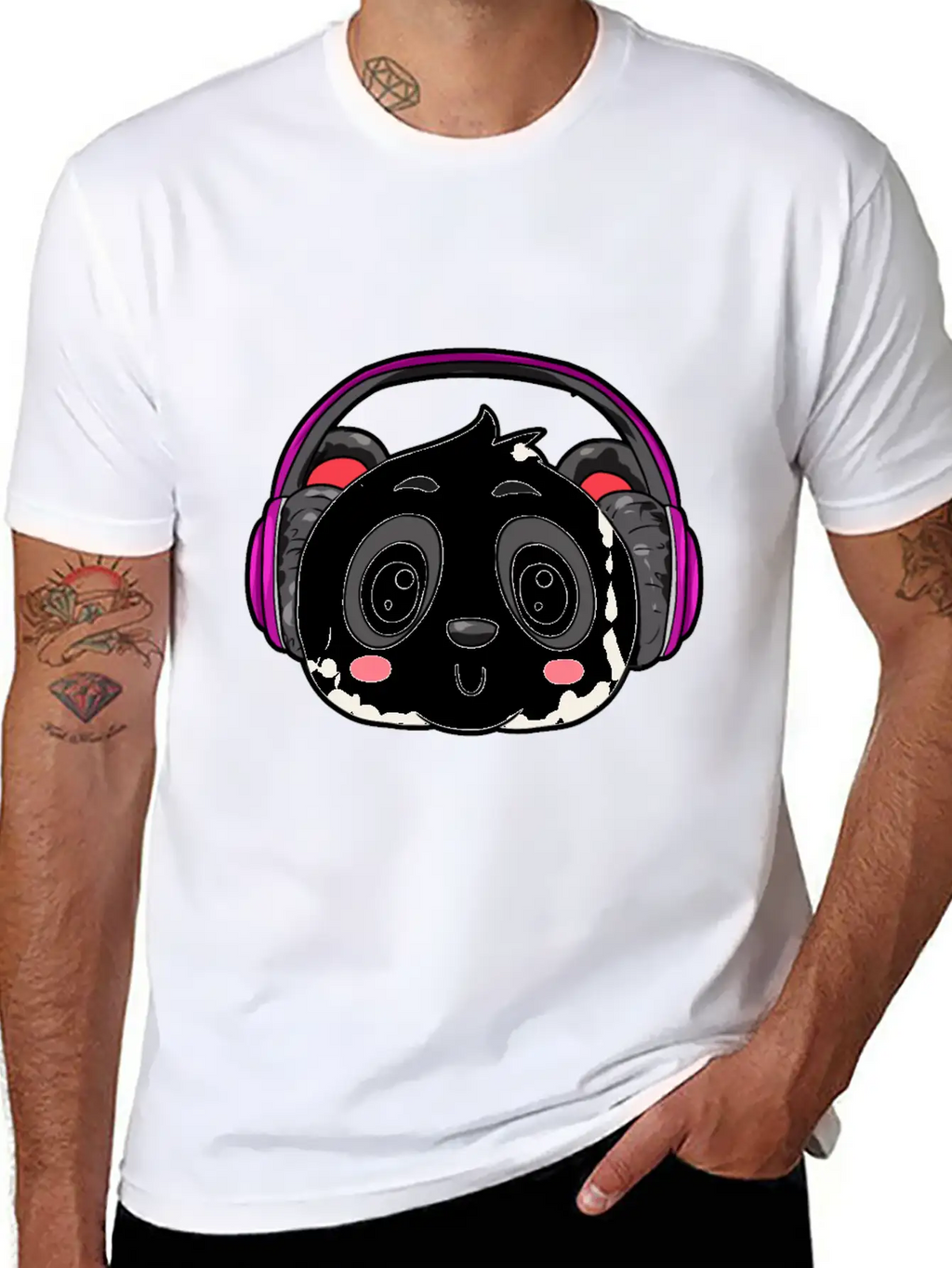 Panda With Headphones Classic Cotton Tee – Unisex Comfort For Any Season