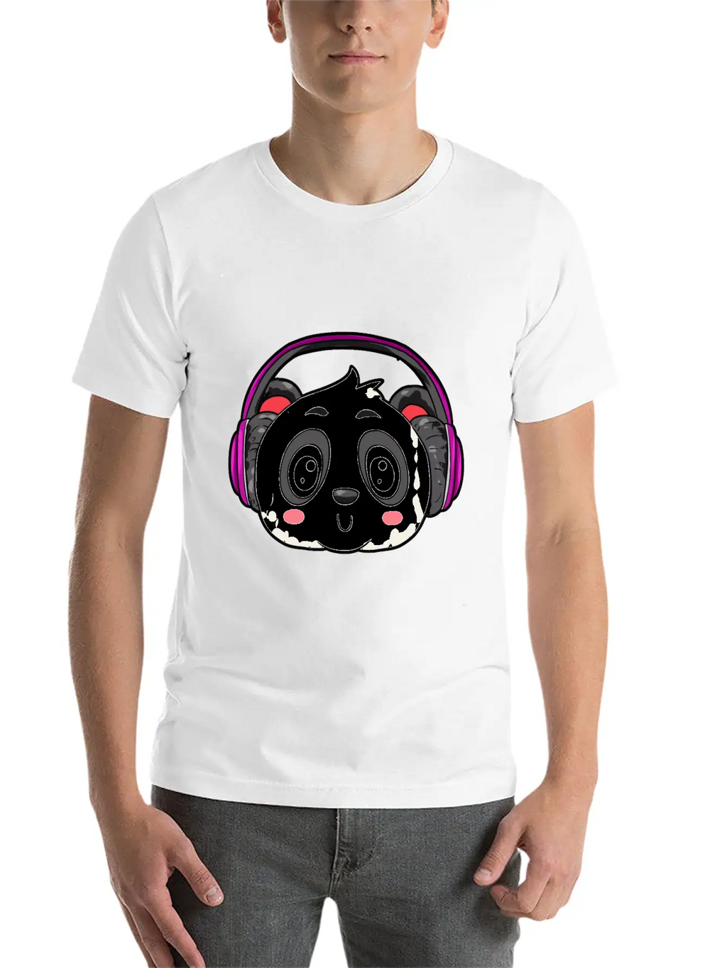 Panda With Headphones Classic Cotton Tee – Unisex Comfort For Any Season