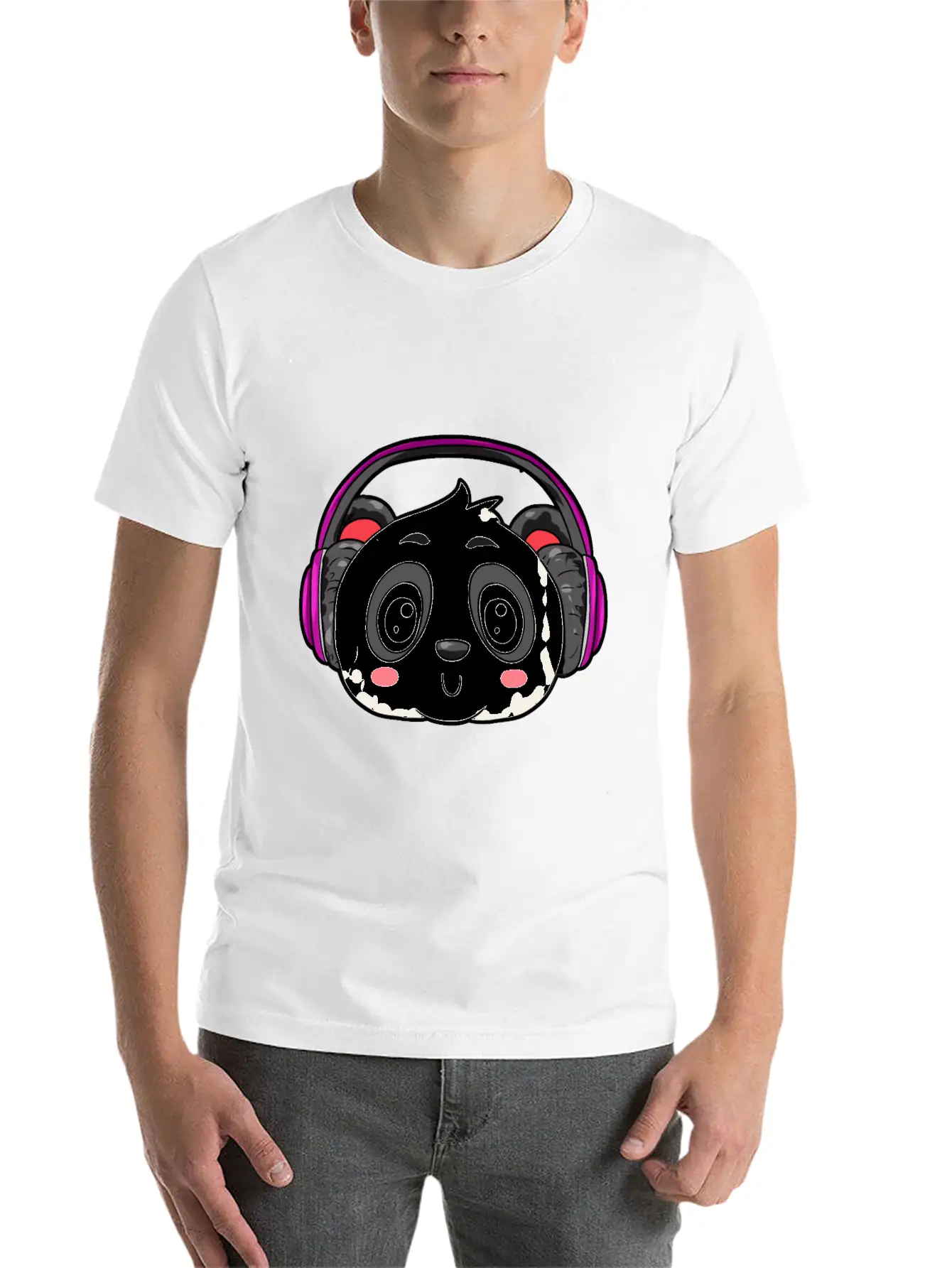 Panda With Headphones Classic Cotton Tee – Unisex Comfort For Any Season
