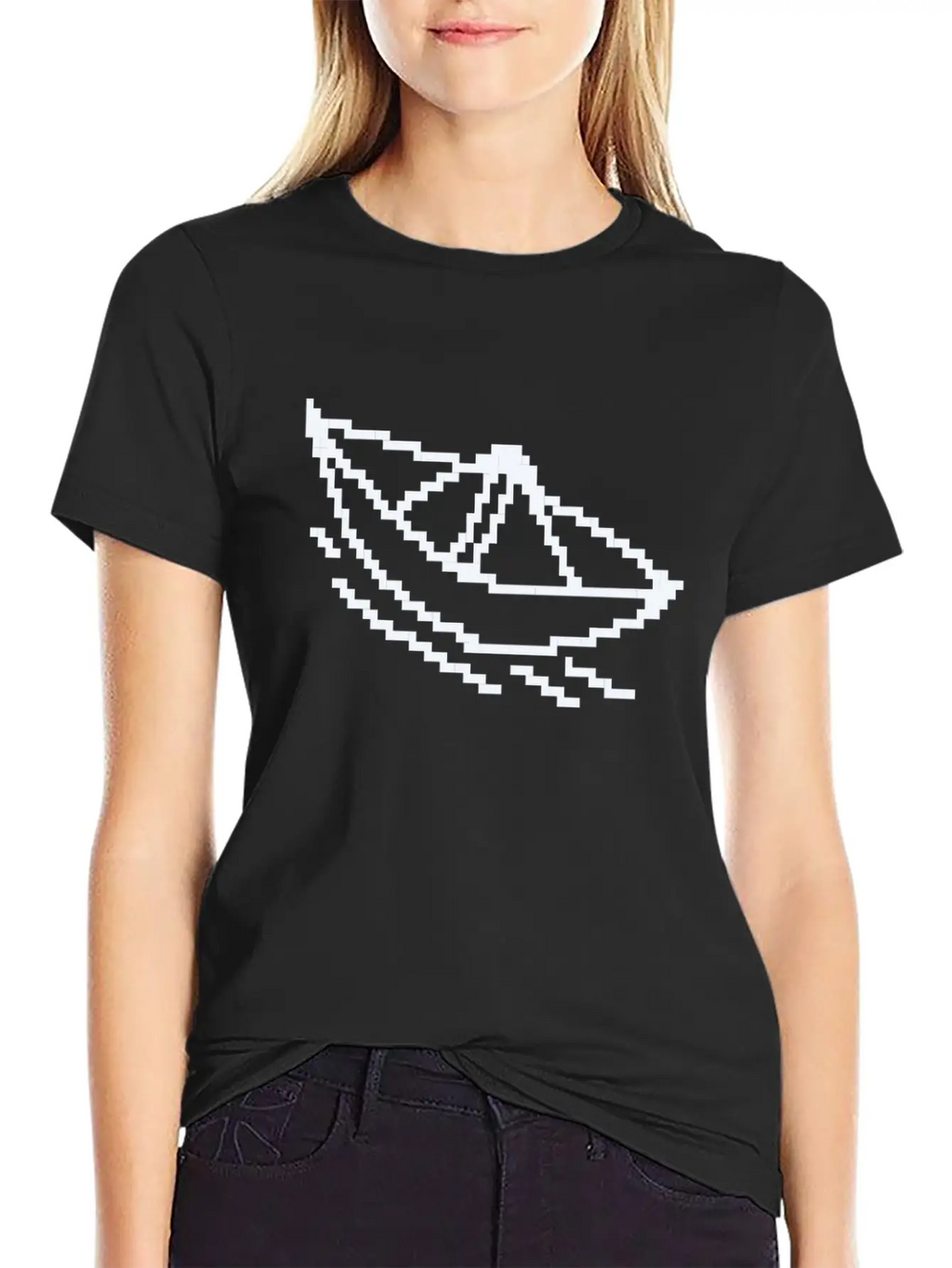 Paper Ship Pixel Art Vintage Ship Boat Lover Unisex Casual T-Shirt – Clean Design For Daily Comfort