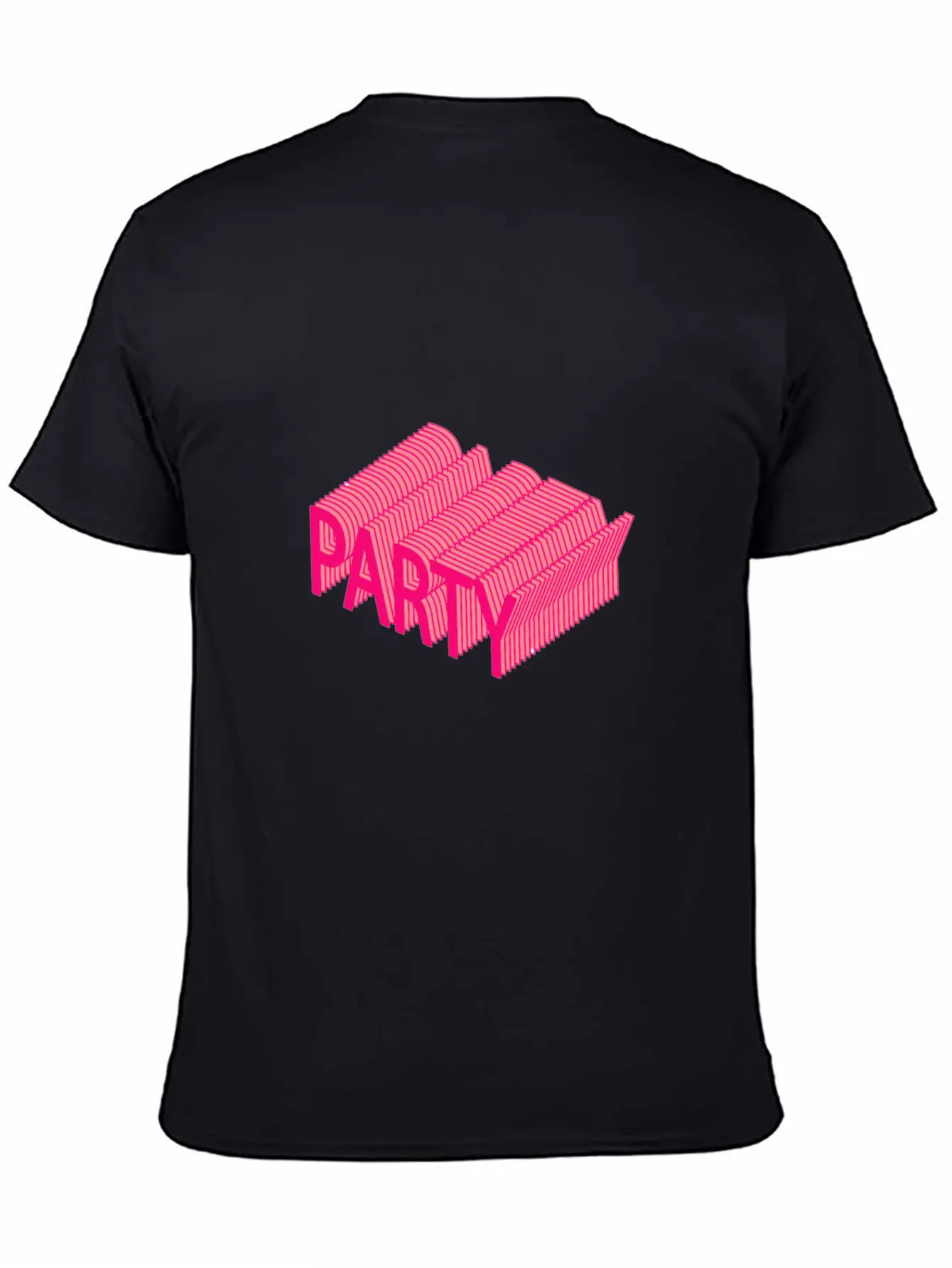 Party – Dancing, Celebrating 3D Lettering Striped Essential Cotton Tee For Daily Outfits – Unisex Style