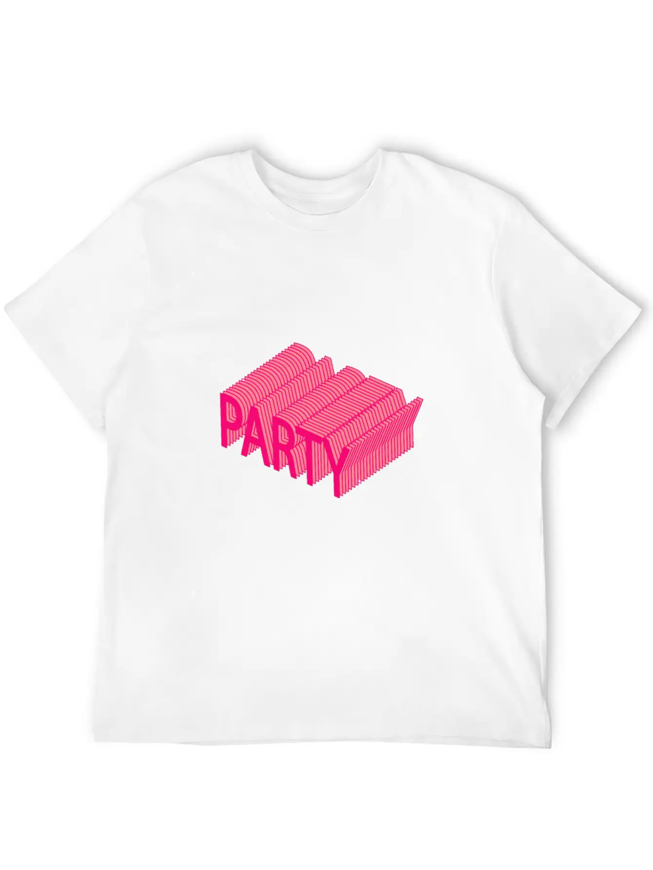 Party – Dancing, Celebrating 3D Lettering Striped Essential Cotton Tee For Daily Outfits – Unisex Style