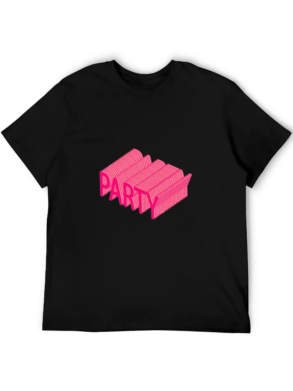 Party – Dancing, Celebrating 3D Lettering Striped Essential Cotton Tee For Daily Outfits – Unisex Style