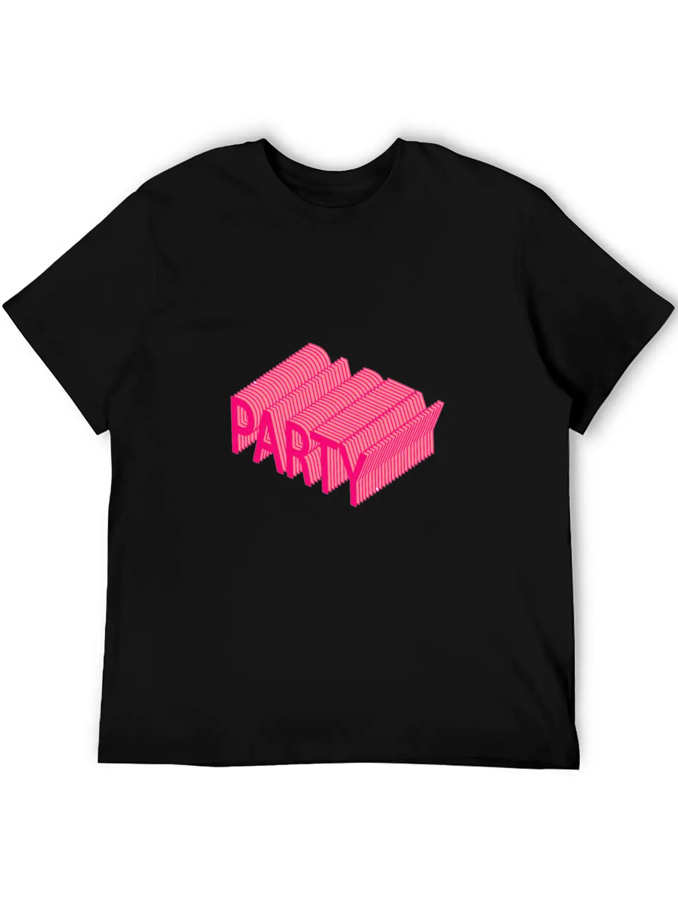 Party – Dancing, Celebrating 3D Lettering Striped Essential Cotton Tee For Daily Outfits – Unisex Style