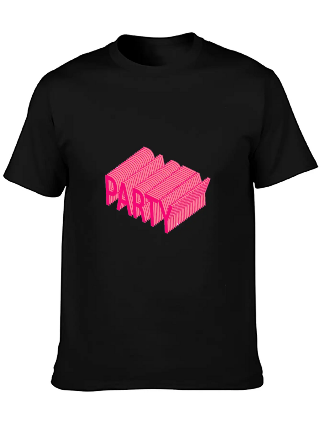 Party – Dancing, Celebrating 3D Lettering Striped Essential Cotton Tee For Daily Outfits – Unisex Style