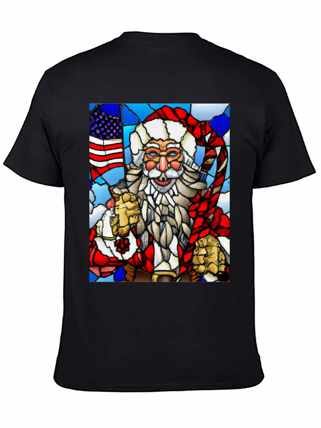 Patriotic Christmas Santa With US Flag Stained Unisex Casual T-Shirt – Clean Design For Daily Comfort