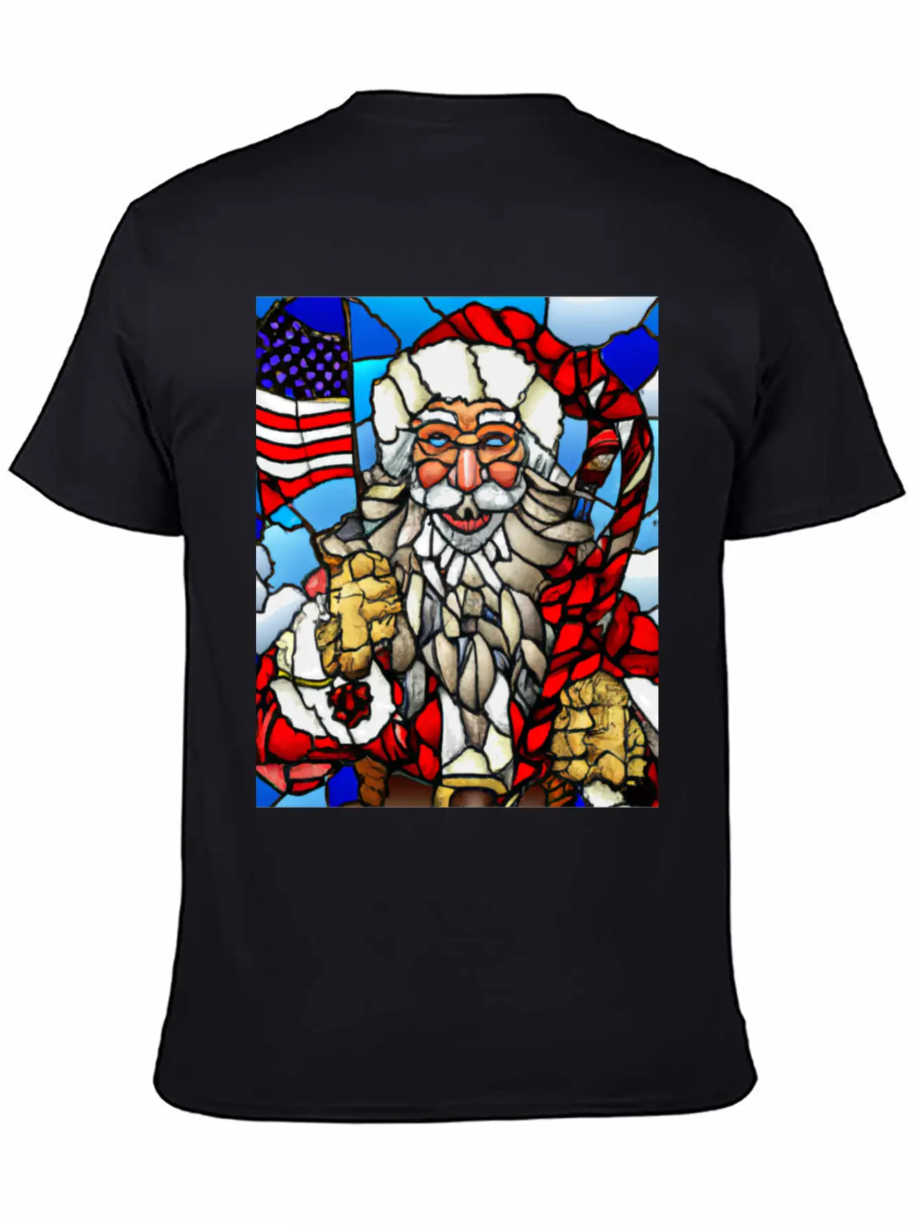 Patriotic Christmas Santa With US Flag Stained Unisex Casual T-Shirt – Clean Design For Daily Comfort