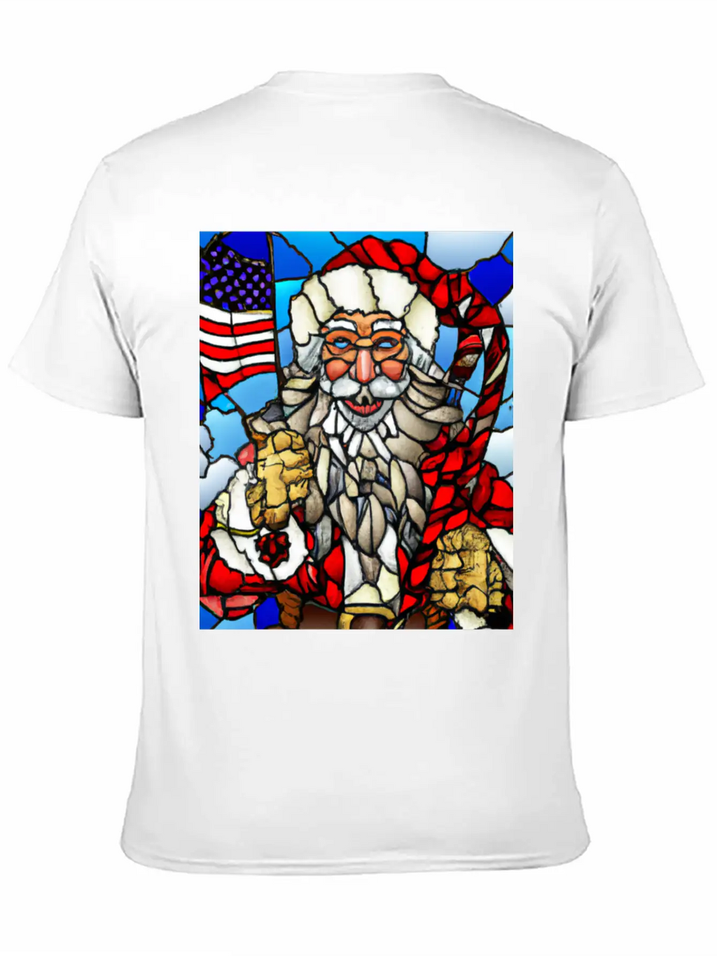 Patriotic Christmas Santa With US Flag Stained Unisex Casual T-Shirt – Clean Design For Daily Comfort