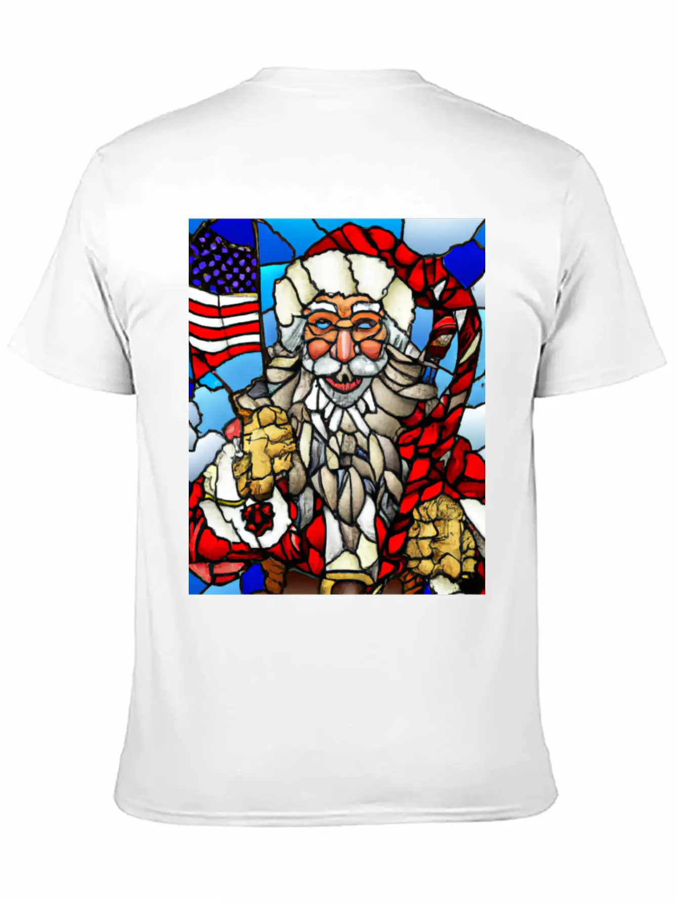 Patriotic Christmas Santa With US Flag Stained Unisex Casual T-Shirt – Clean Design For Daily Comfort