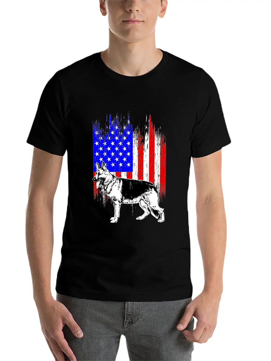 Patriotic German Shepherd American Flag Dog Lover Classic Cotton Tee – Unisex Comfort For Any Season