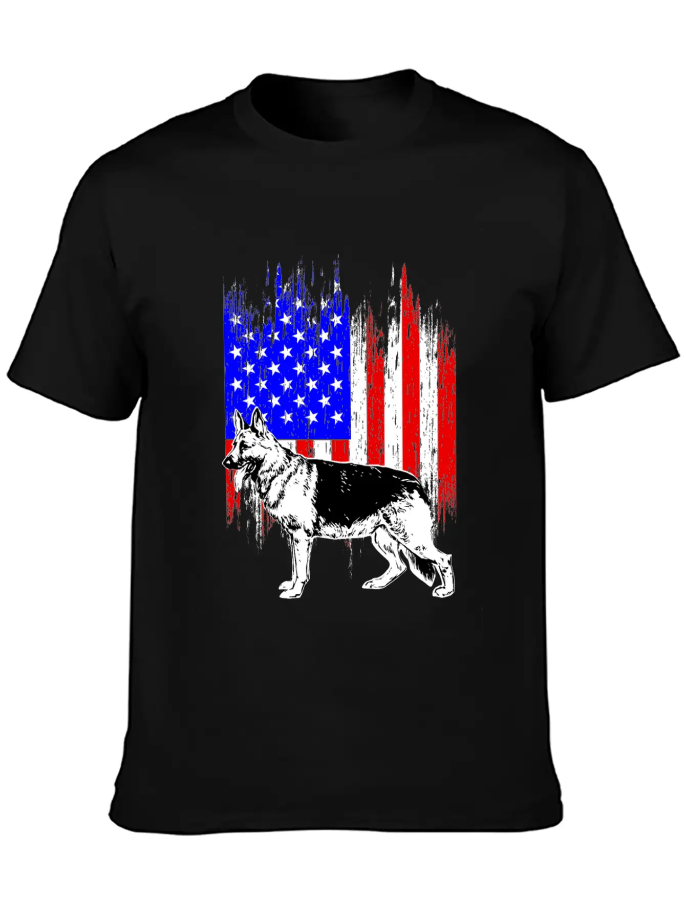 Patriotic German Shepherd American Flag Dog Lover Classic Cotton Tee – Unisex Comfort For Any Season