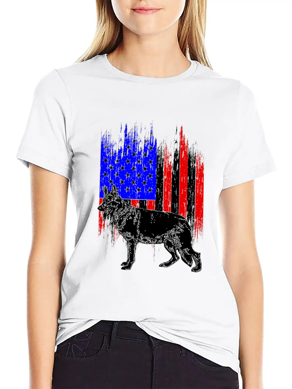 Patriotic German Shepherd American Flag Dog Lover Classic Cotton Tee – Unisex Comfort For Any Season
