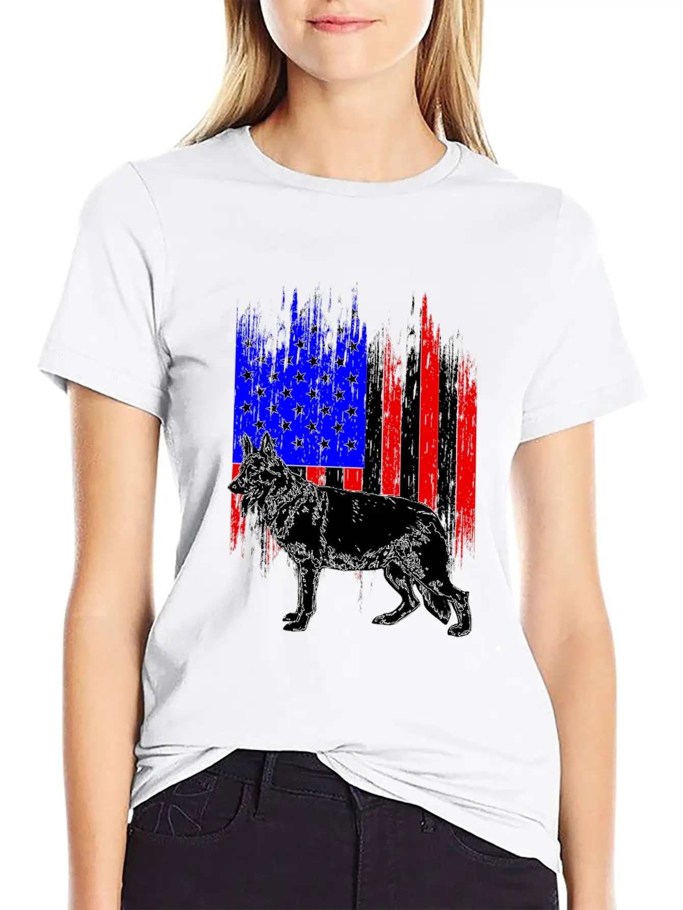 Patriotic German Shepherd American Flag Dog Lover Classic Cotton Tee – Unisex Comfort For Any Season