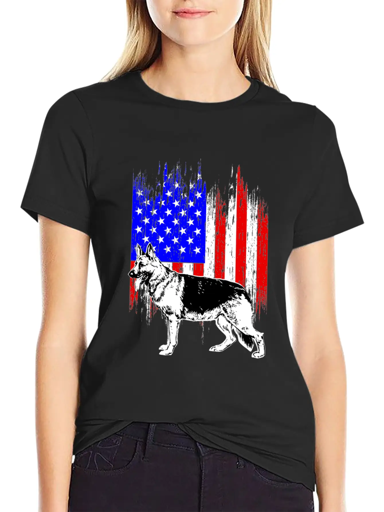 Patriotic German Shepherd American Flag Dog Lover Classic Cotton Tee – Unisex Comfort For Any Season