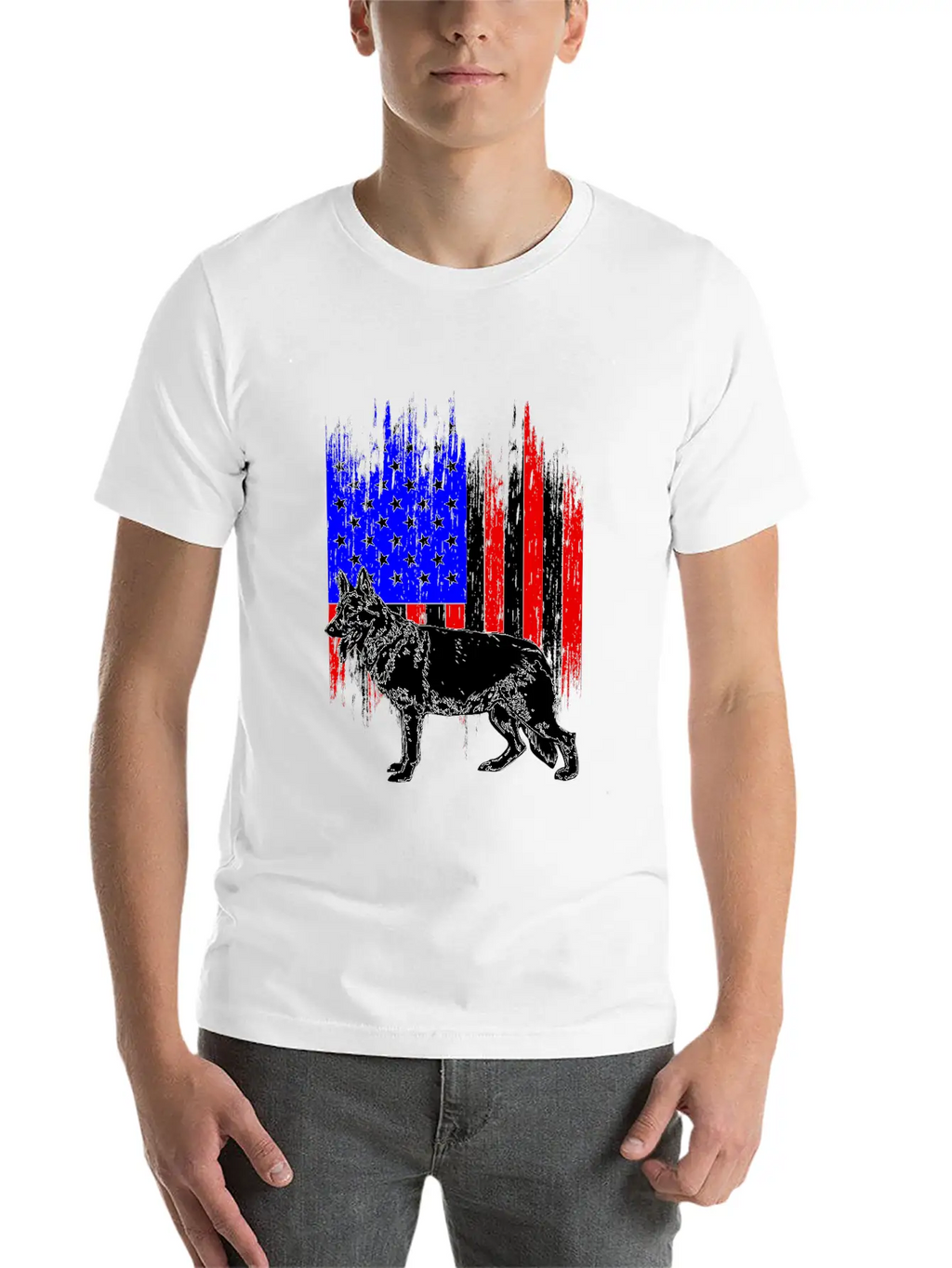 Patriotic German Shepherd American Flag Dog Lover Classic Cotton Tee – Unisex Comfort For Any Season