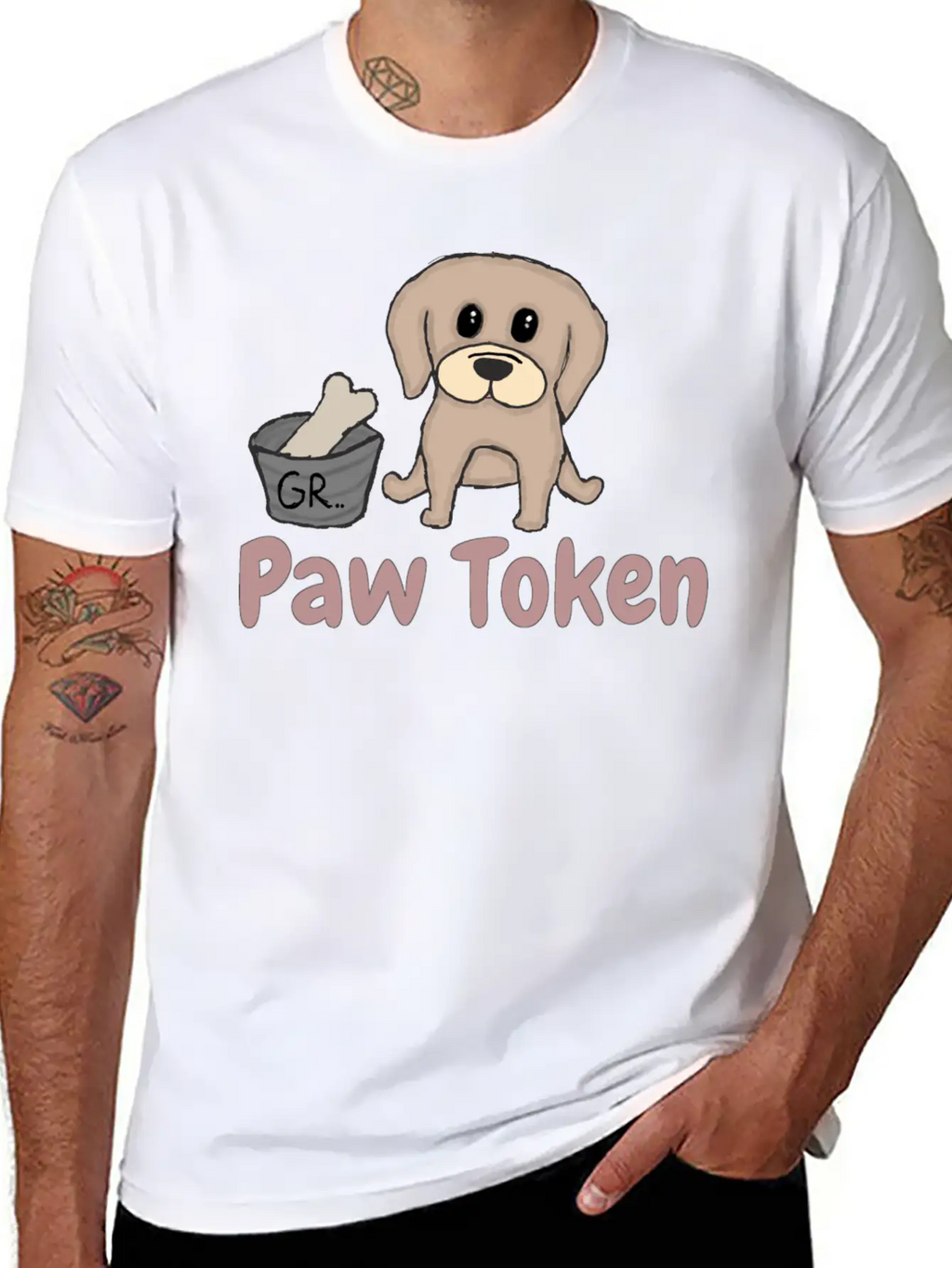 Paw Token, Puppy Lovers Token Basic Graphic T-Shirt – Daily Comfort In Soft Cotton